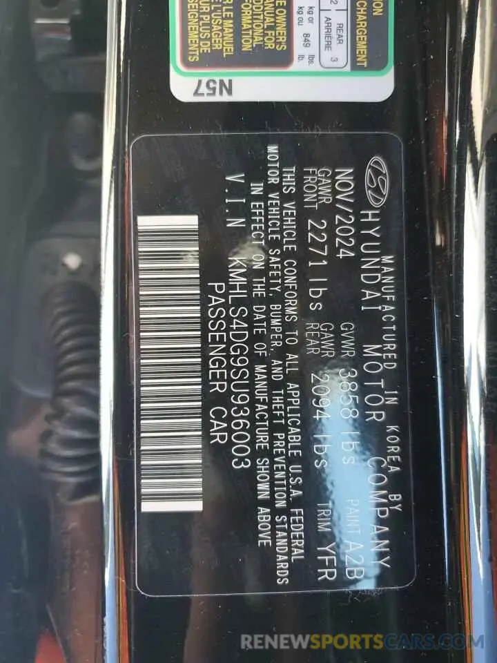 12 fotografías del automóvil dañado KMHLS4DG9SU936003 HYUNDAI ELANTRA 2025