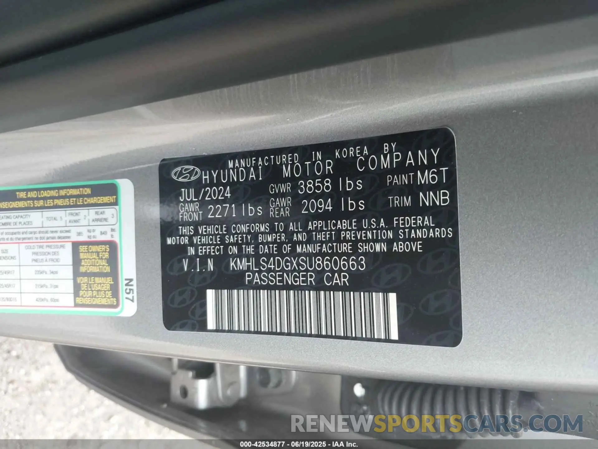 9 fotografías del automóvil dañado KMHLS4DGXSU860663 HYUNDAI ELANTRA 2025