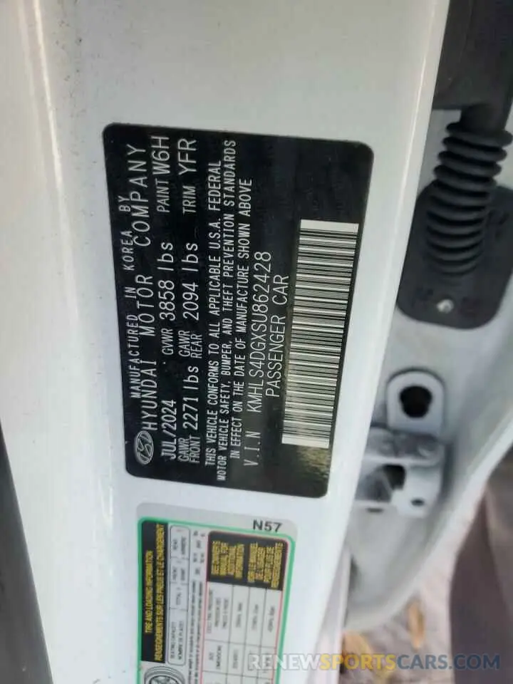 12 fotografías del automóvil dañado KMHLS4DGXSU862428 HYUNDAI ELANTRA 2025