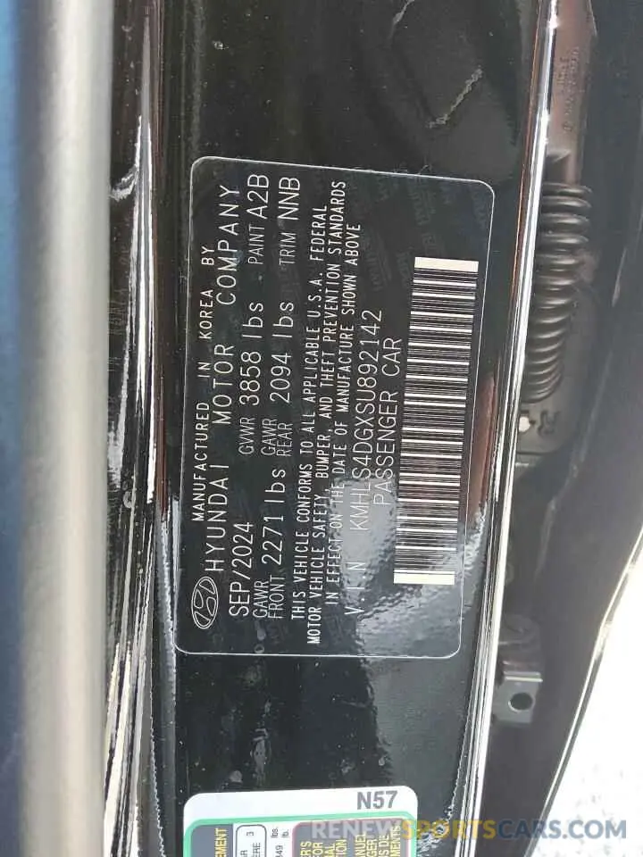 12 fotografías del automóvil dañado KMHLS4DGXSU892142 HYUNDAI ELANTRA 2025
