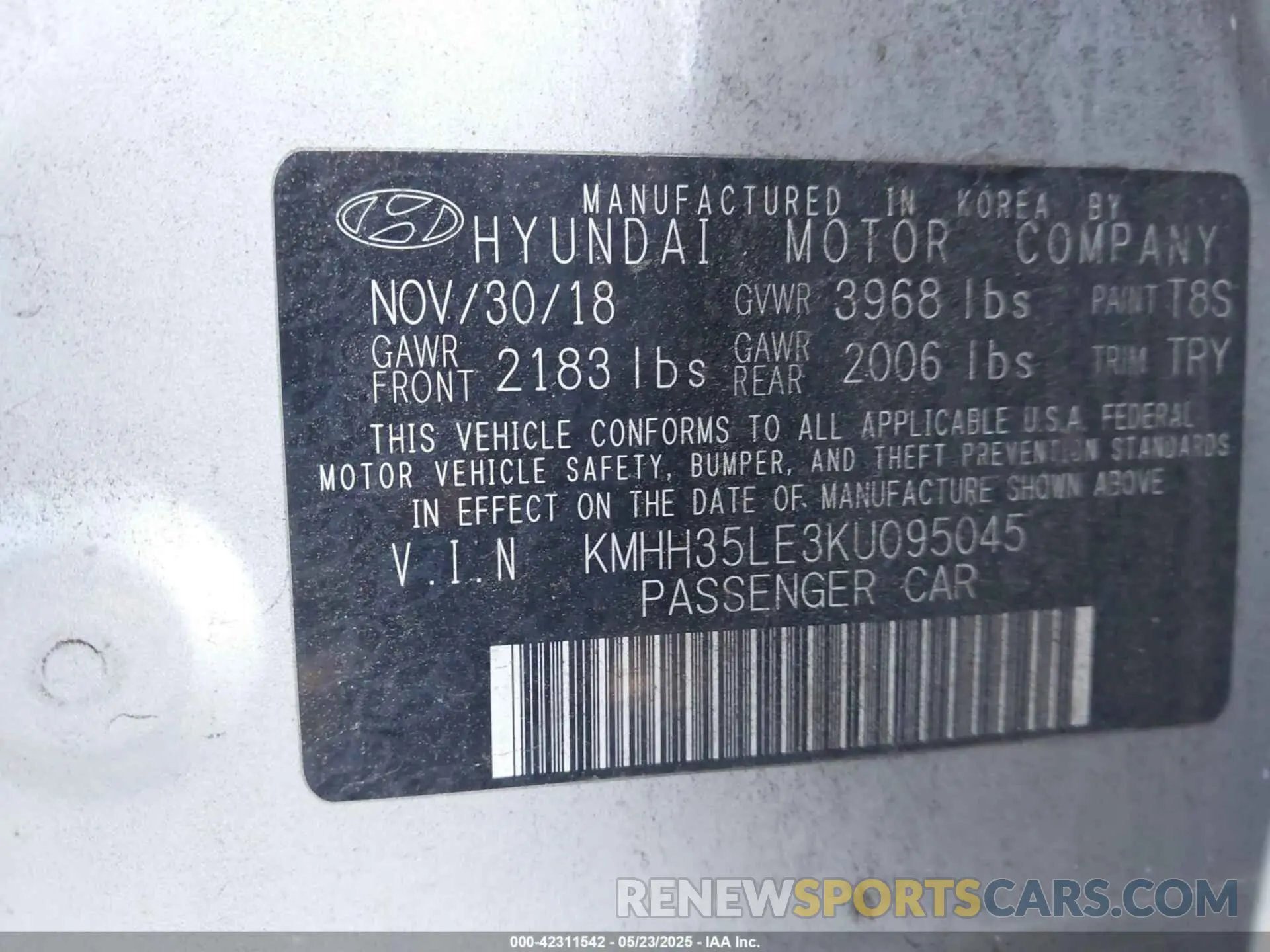 9 fotografías del automóvil dañado KMHH35LE3KU095045 HYUNDAI ELANTRA GT 2019