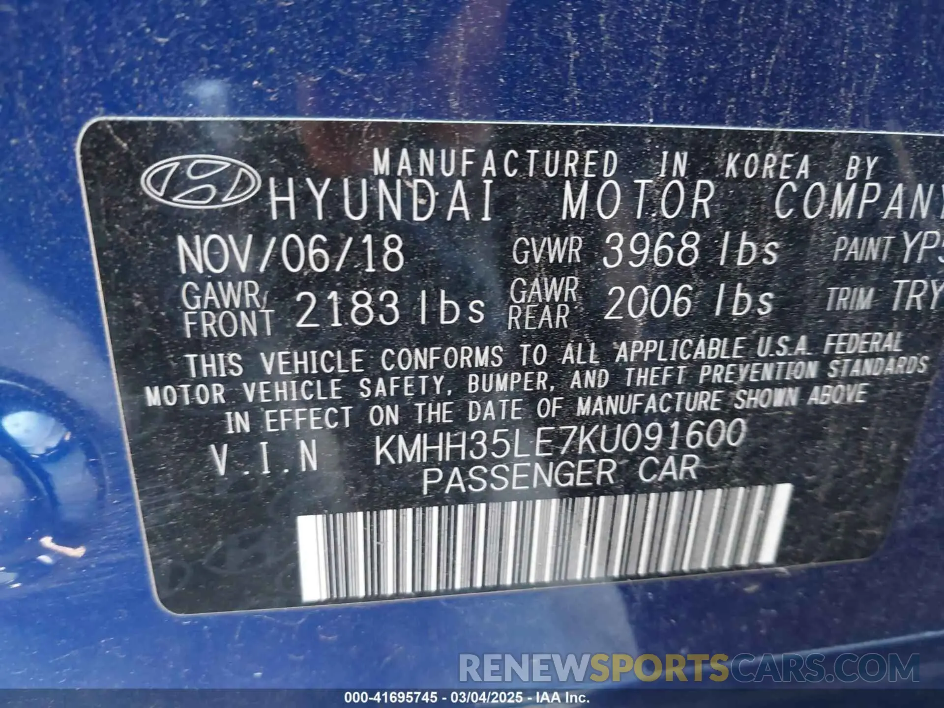 9 fotografías del automóvil dañado KMHH35LE7KU091600 HYUNDAI ELANTRA GT 2019