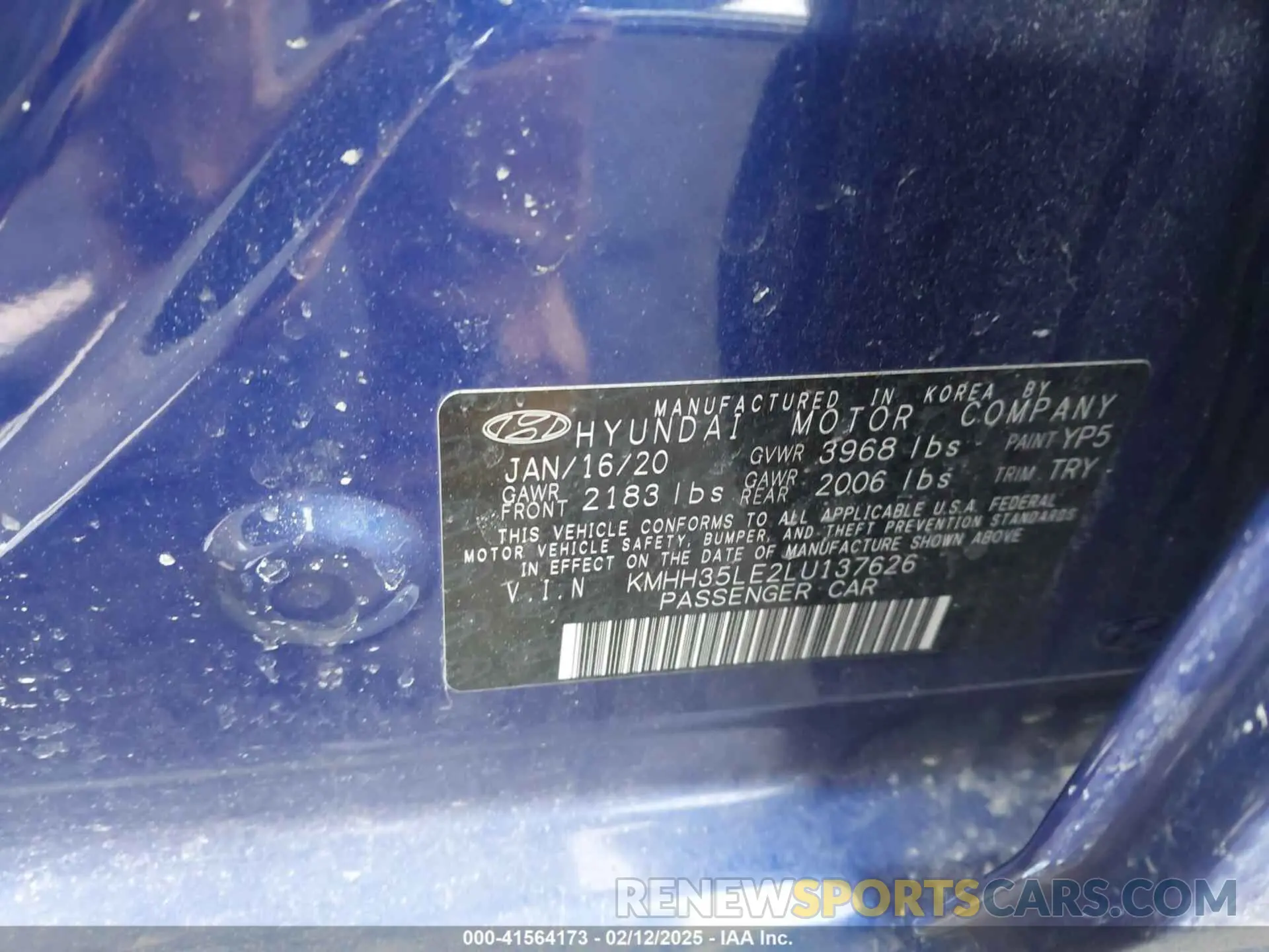 9 fotografías del automóvil dañado KMHH35LE2LU137626 HYUNDAI ELANTRA GT 2020