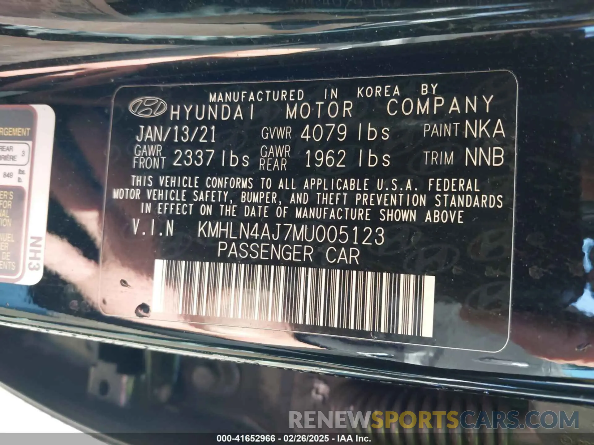 9 fotografías del automóvil dañado KMHLN4AJ7MU005123 HYUNDAI ELANTRA HYBRID 2021