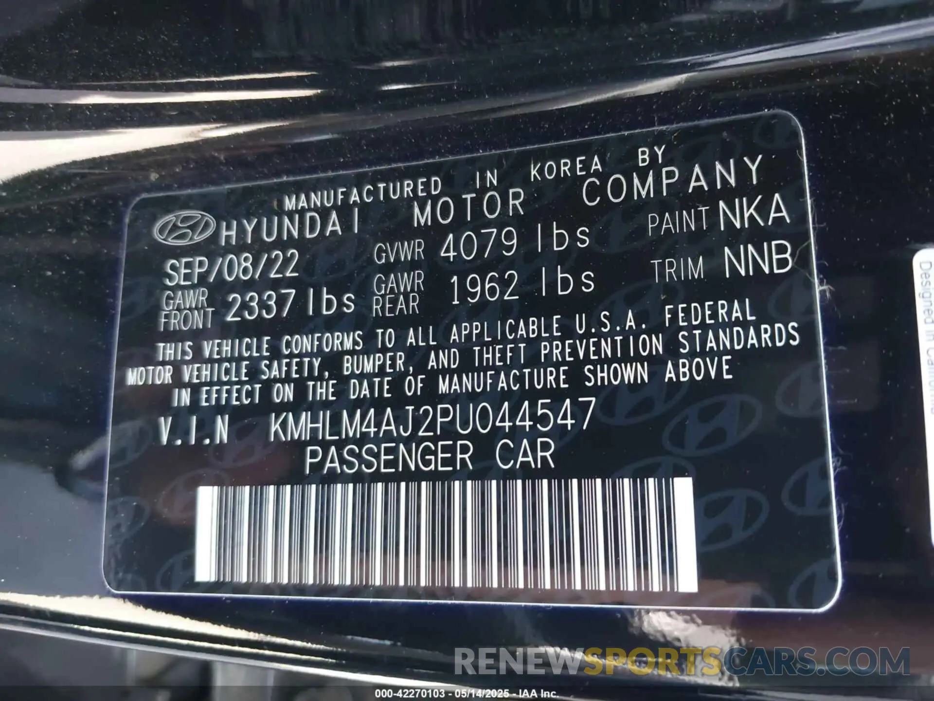 9 fotografías del automóvil dañado KMHLM4AJ2PU044547 HYUNDAI ELANTRA HYBRID 2023