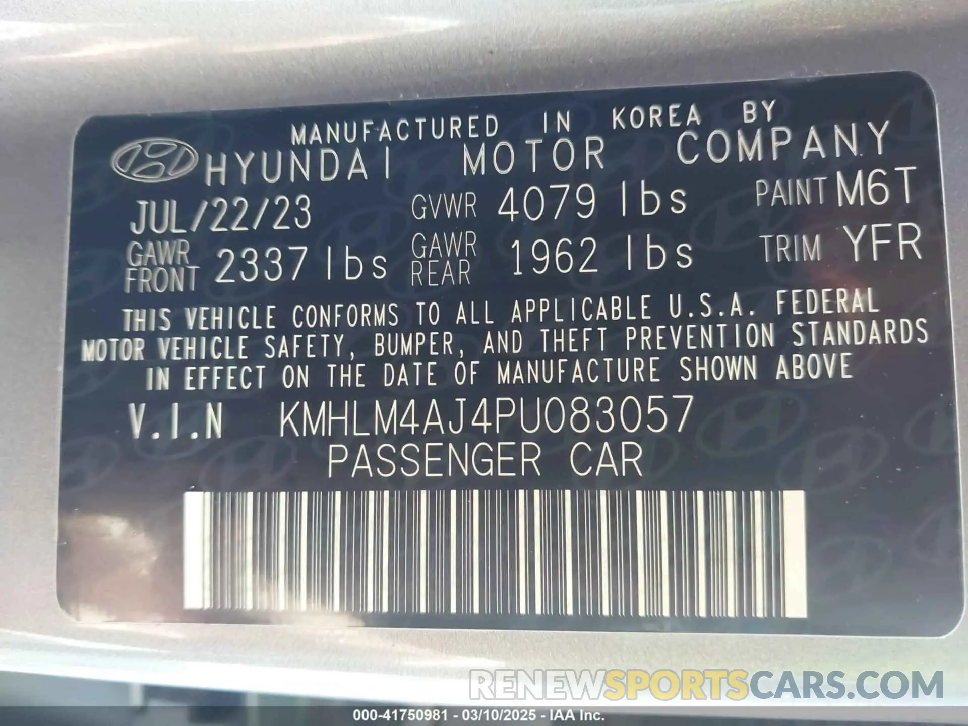 9 fotografías del automóvil dañado KMHLM4AJ4PU083057 HYUNDAI ELANTRA HYBRID 2023