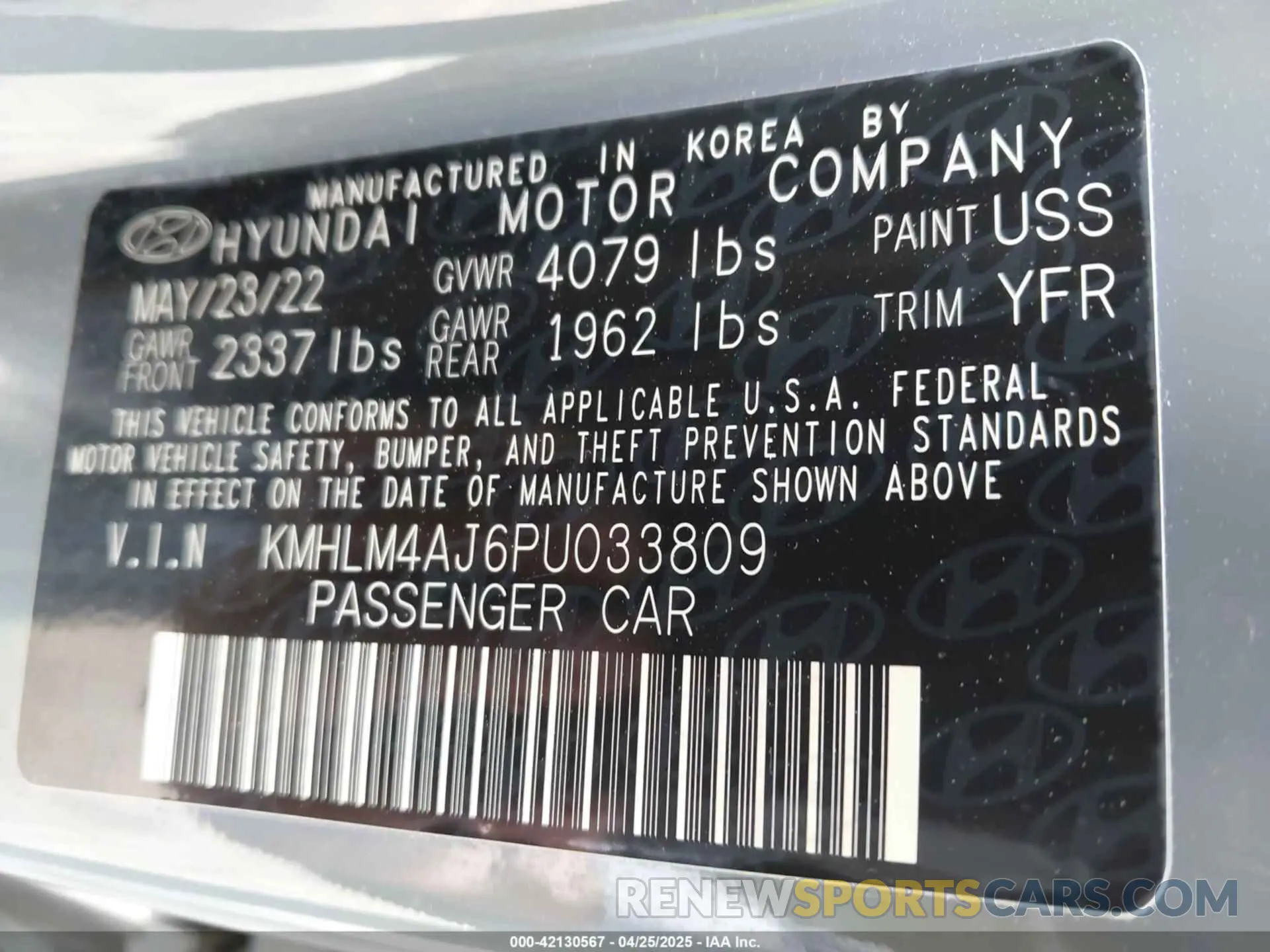 9 fotografías del automóvil dañado KMHLM4AJ6PU033809 HYUNDAI ELANTRA HYBRID 2023