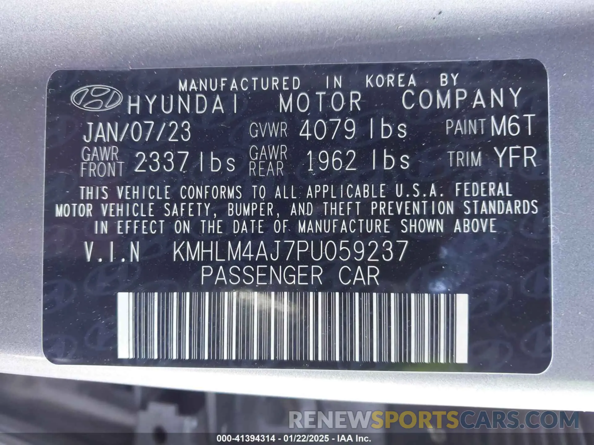 9 fotografías del automóvil dañado KMHLM4AJ7PU059237 HYUNDAI ELANTRA HYBRID 2023