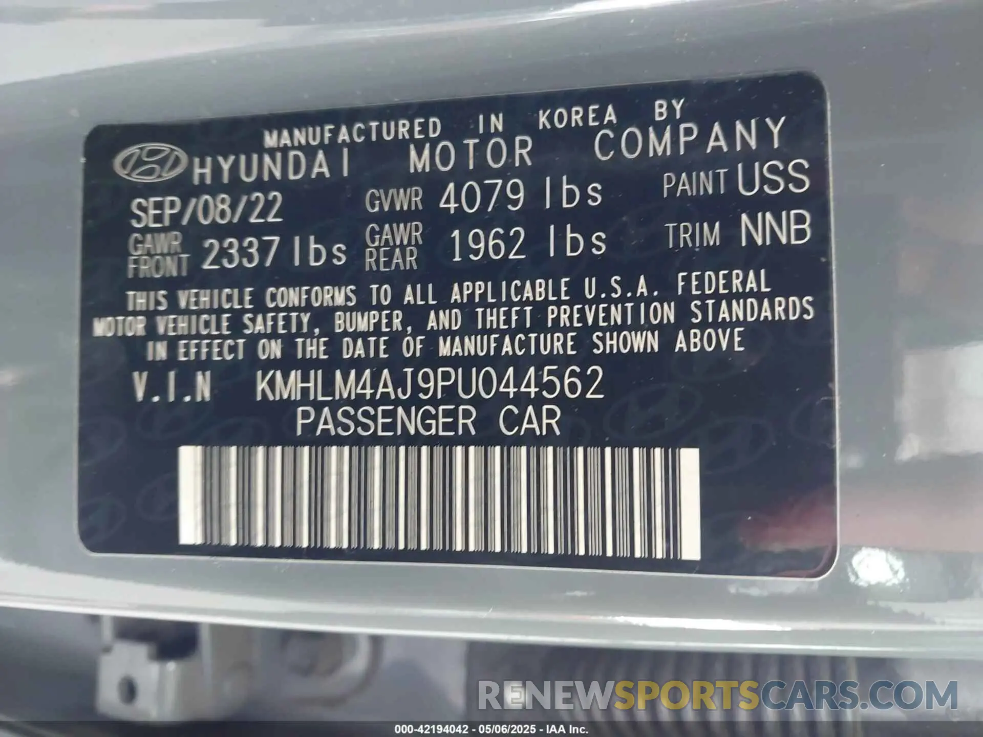 9 fotografías del automóvil dañado KMHLM4AJ9PU044562 HYUNDAI ELANTRA HYBRID 2023
