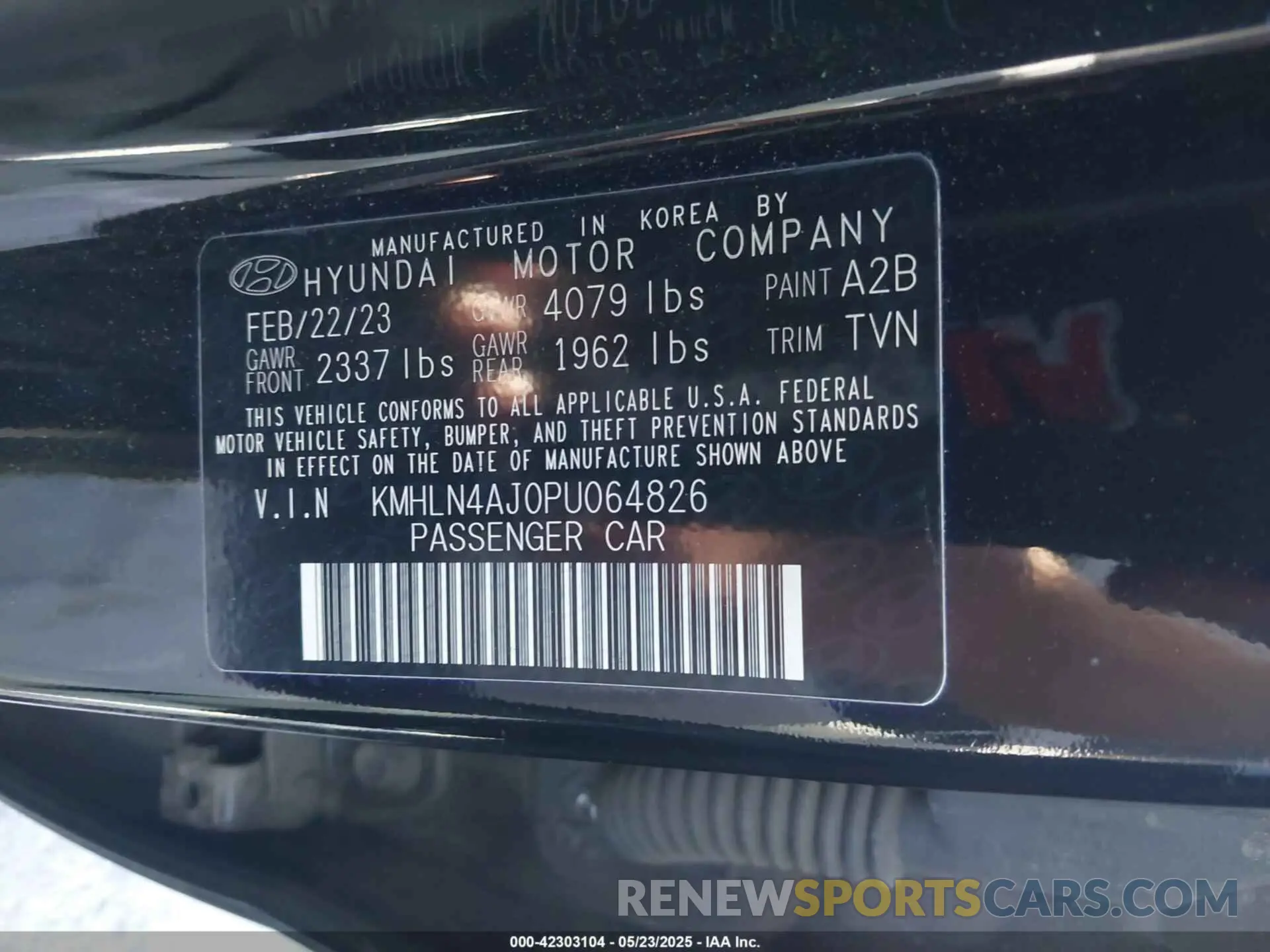 9 fotografías del automóvil dañado KMHLN4AJ0PU064826 HYUNDAI ELANTRA HYBRID 2023
