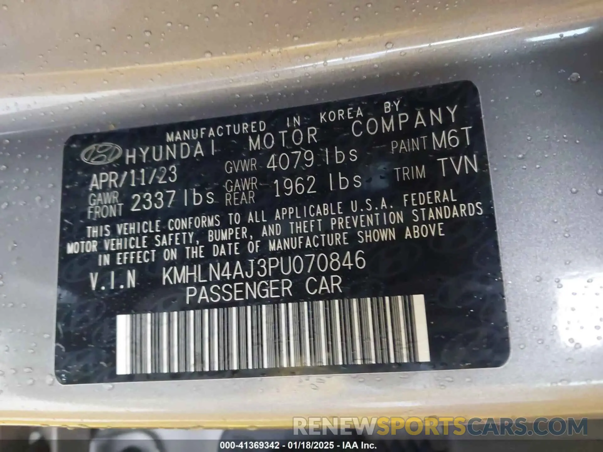 9 fotografías del automóvil dañado KMHLN4AJ3PU070846 HYUNDAI ELANTRA HYBRID 2023