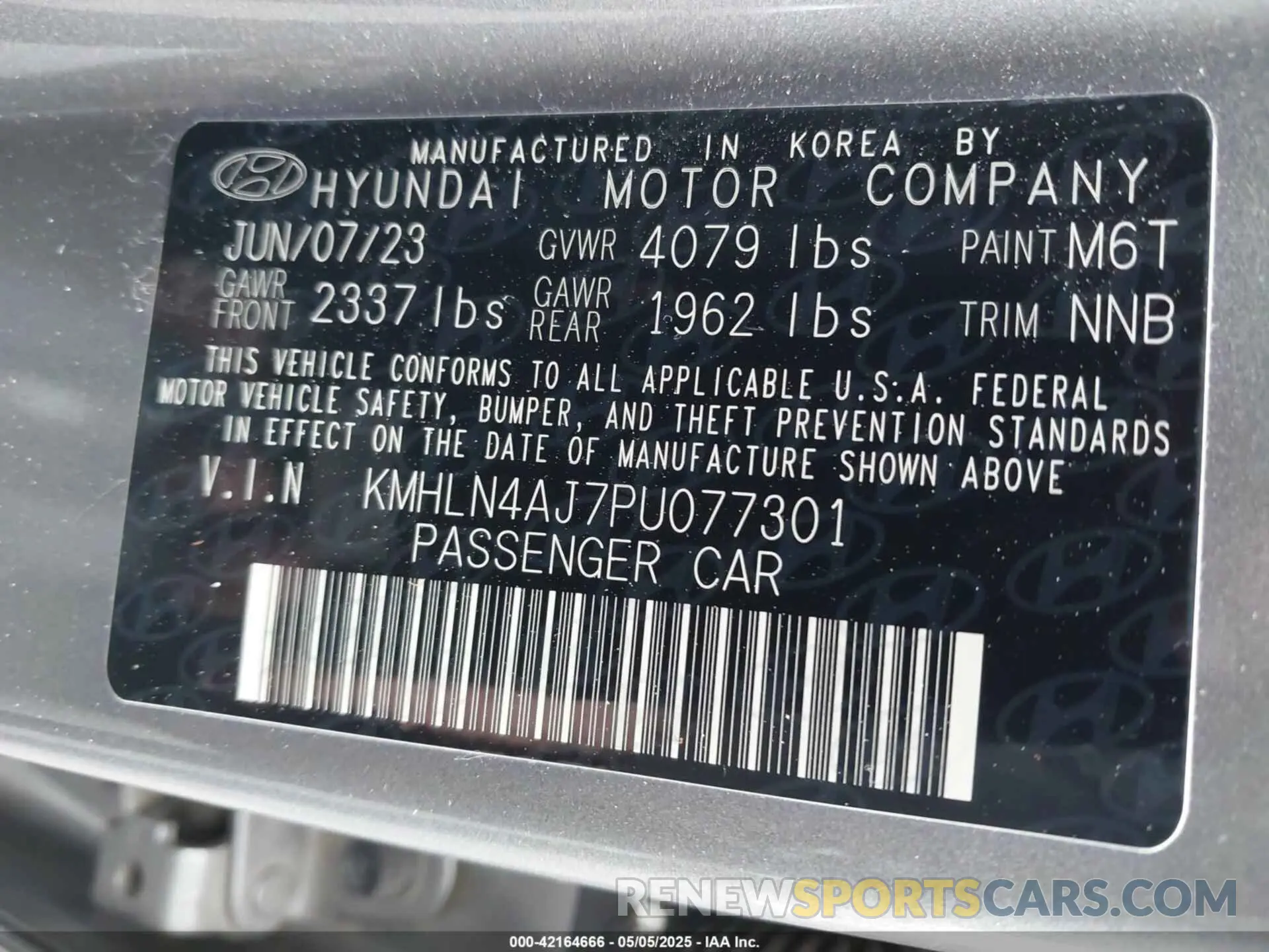 9 fotografías del automóvil dañado KMHLN4AJ7PU077301 HYUNDAI ELANTRA HYBRID 2023