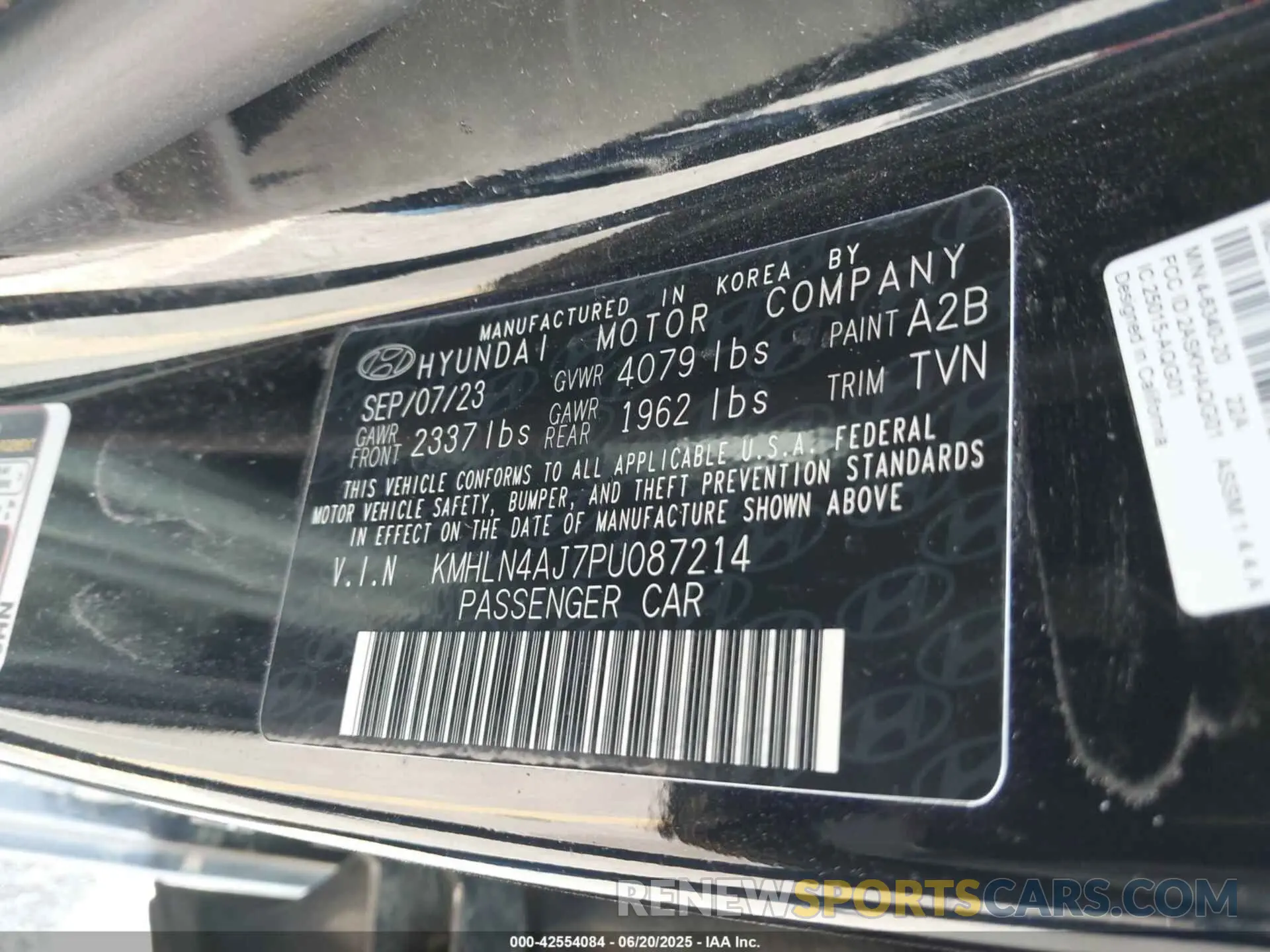 9 fotografías del automóvil dañado KMHLN4AJ7PU087214 HYUNDAI ELANTRA HYBRID 2023
