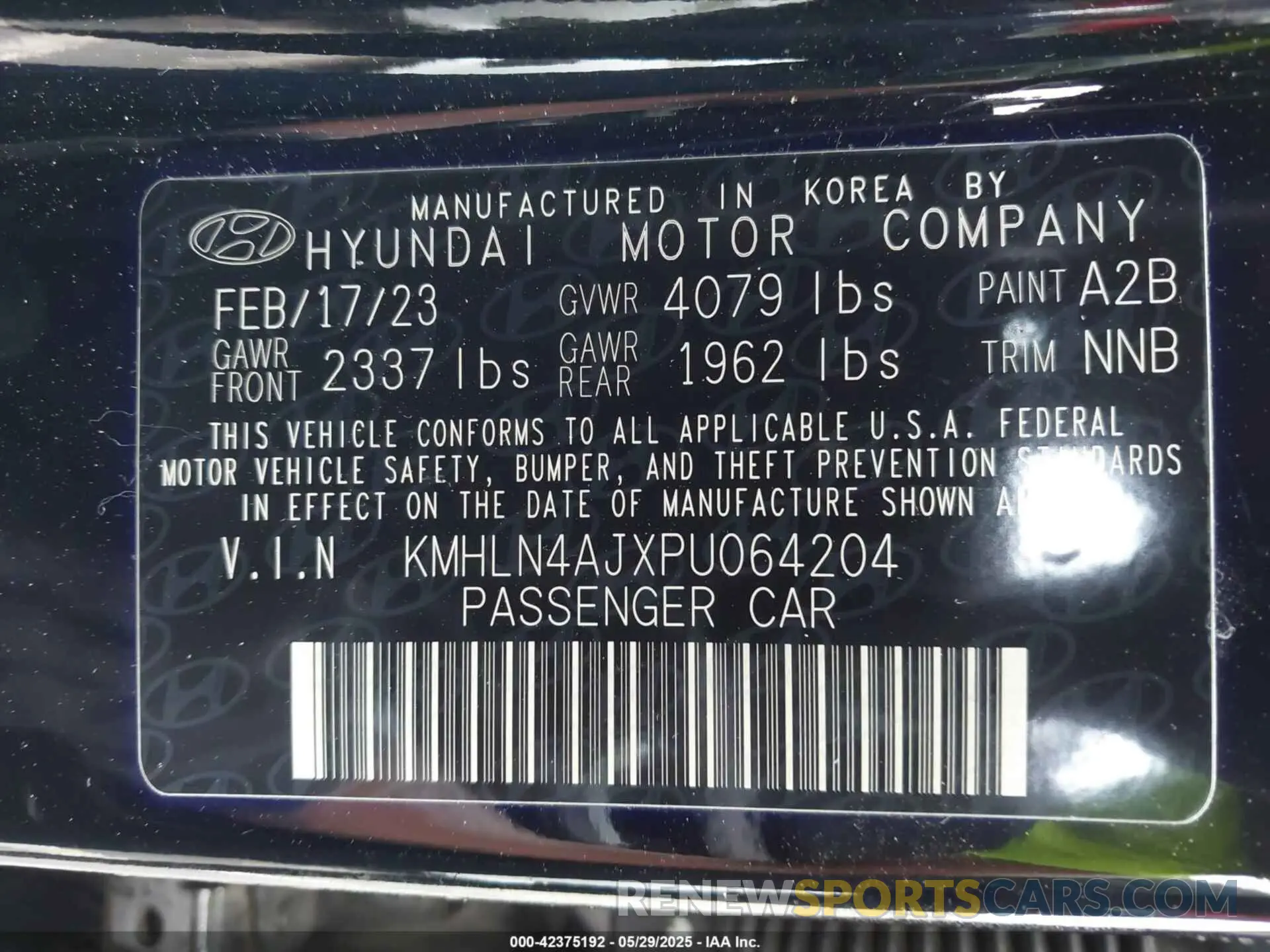 9 fotografías del automóvil dañado KMHLN4AJXPU064204 HYUNDAI ELANTRA HYBRID 2023