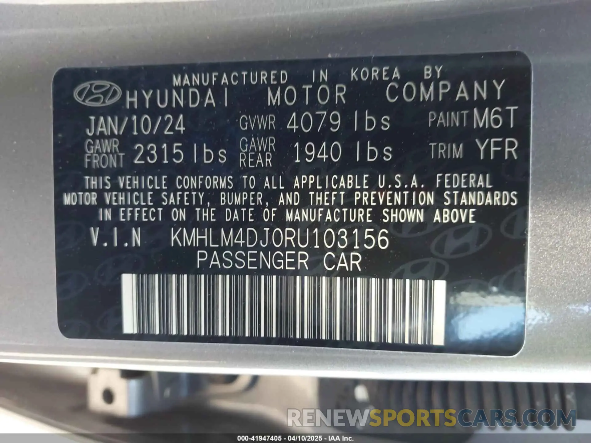 9 fotografías del automóvil dañado KMHLM4DJ0RU103156 HYUNDAI ELANTRA HYBRID 2024