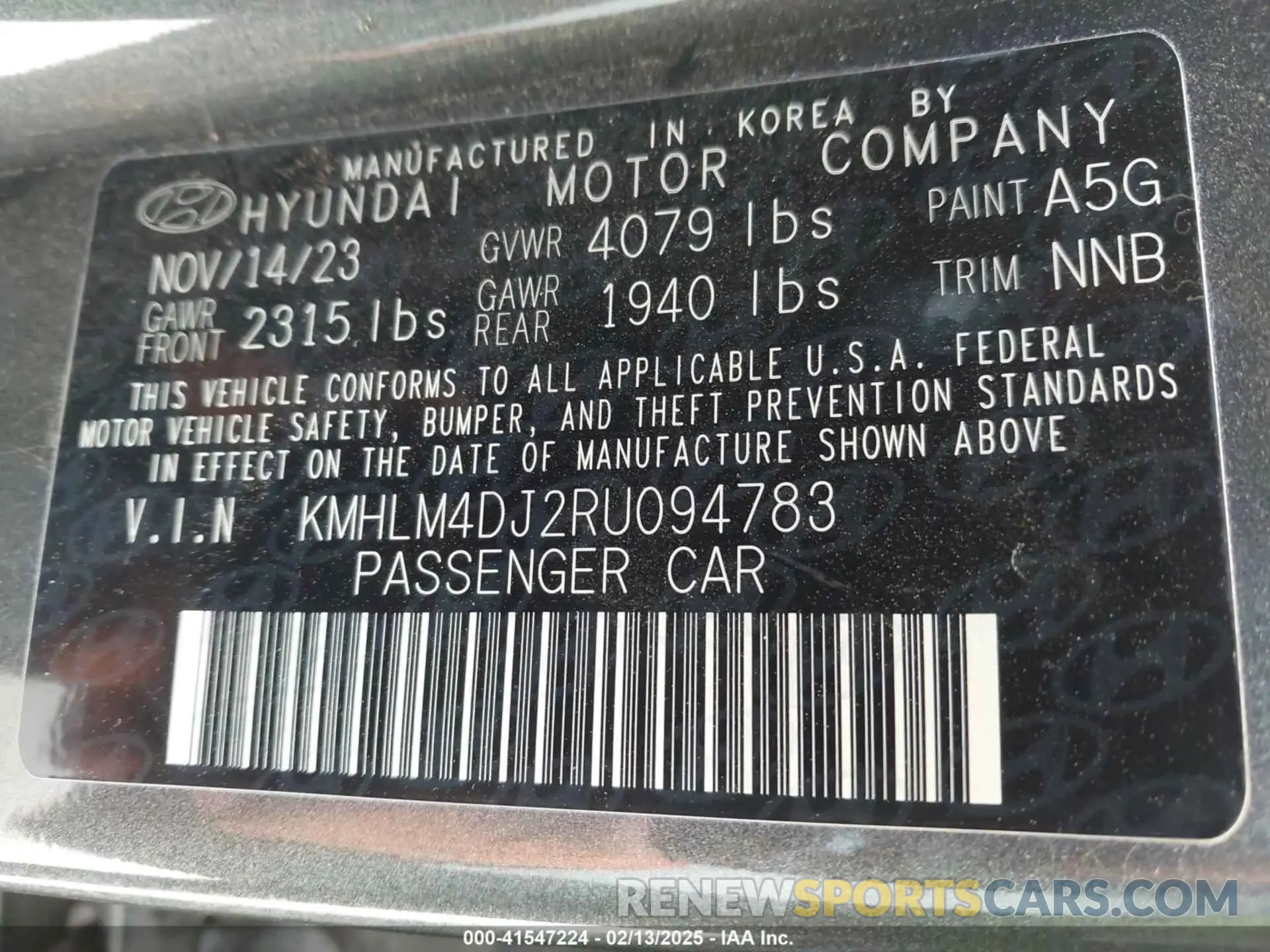 9 fotografías del automóvil dañado KMHLM4DJ2RU094783 HYUNDAI ELANTRA HYBRID 2024