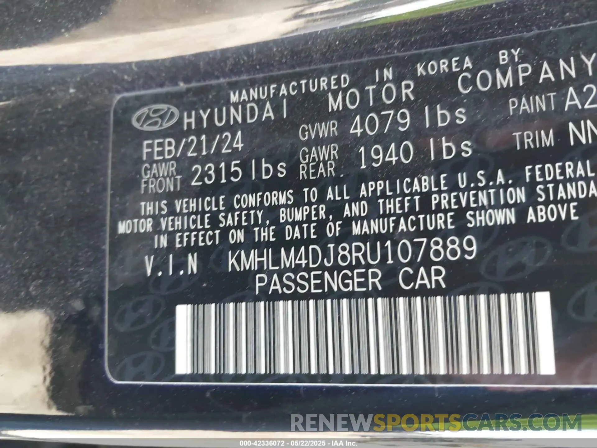 9 fotografías del automóvil dañado KMHLM4DJ8RU107889 HYUNDAI ELANTRA HYBRID 2024