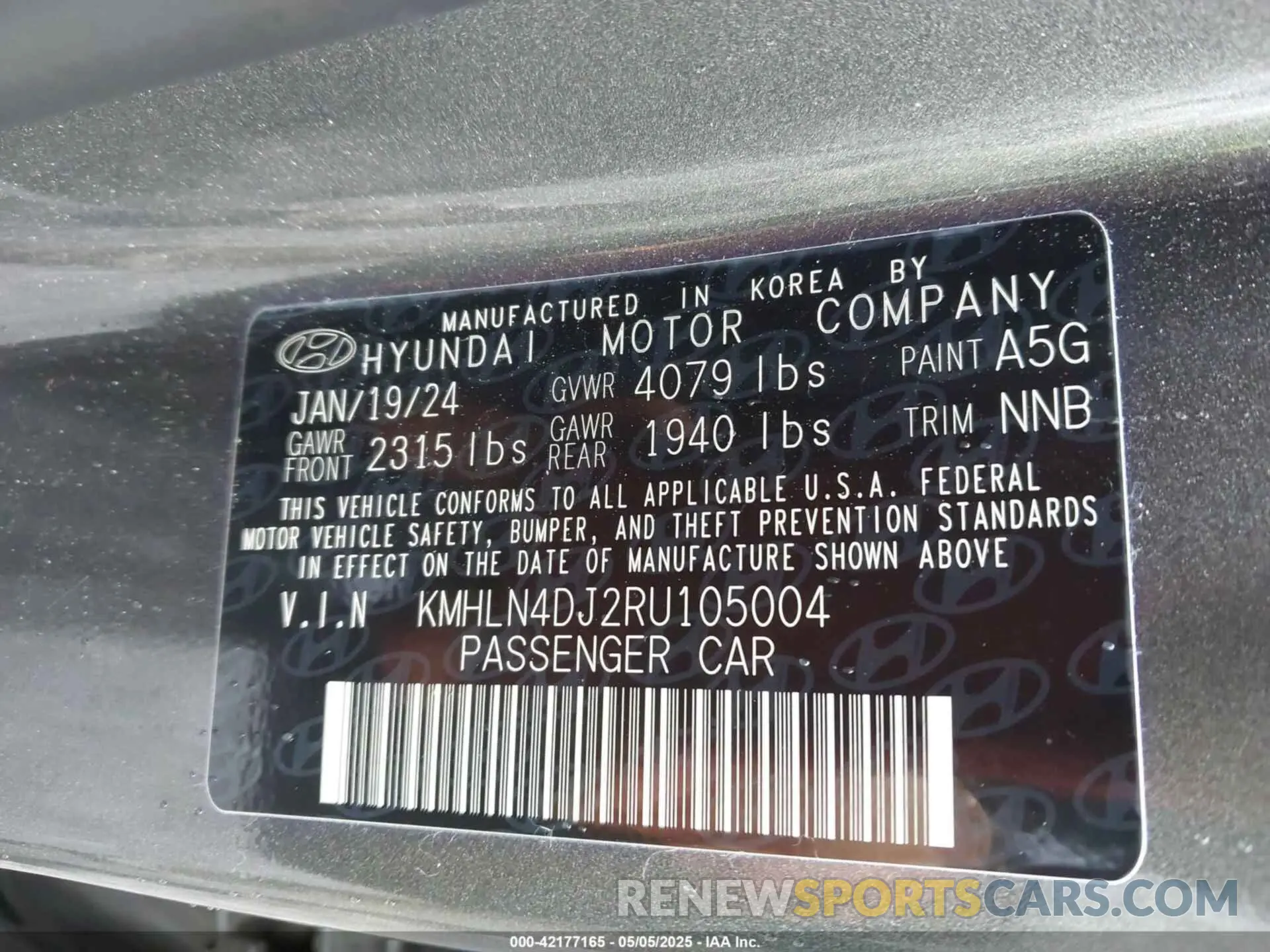 9 fotografías del automóvil dañado KMHLN4DJ2RU105004 HYUNDAI ELANTRA HYBRID 2024