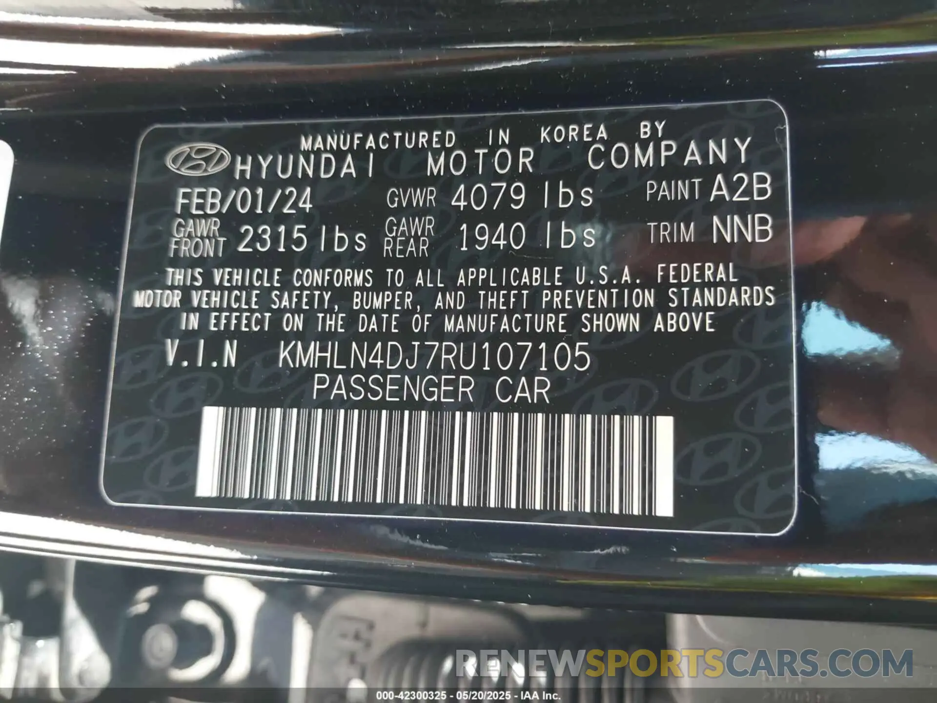 9 fotografías del automóvil dañado KMHLN4DJ7RU107105 HYUNDAI ELANTRA HYBRID 2024