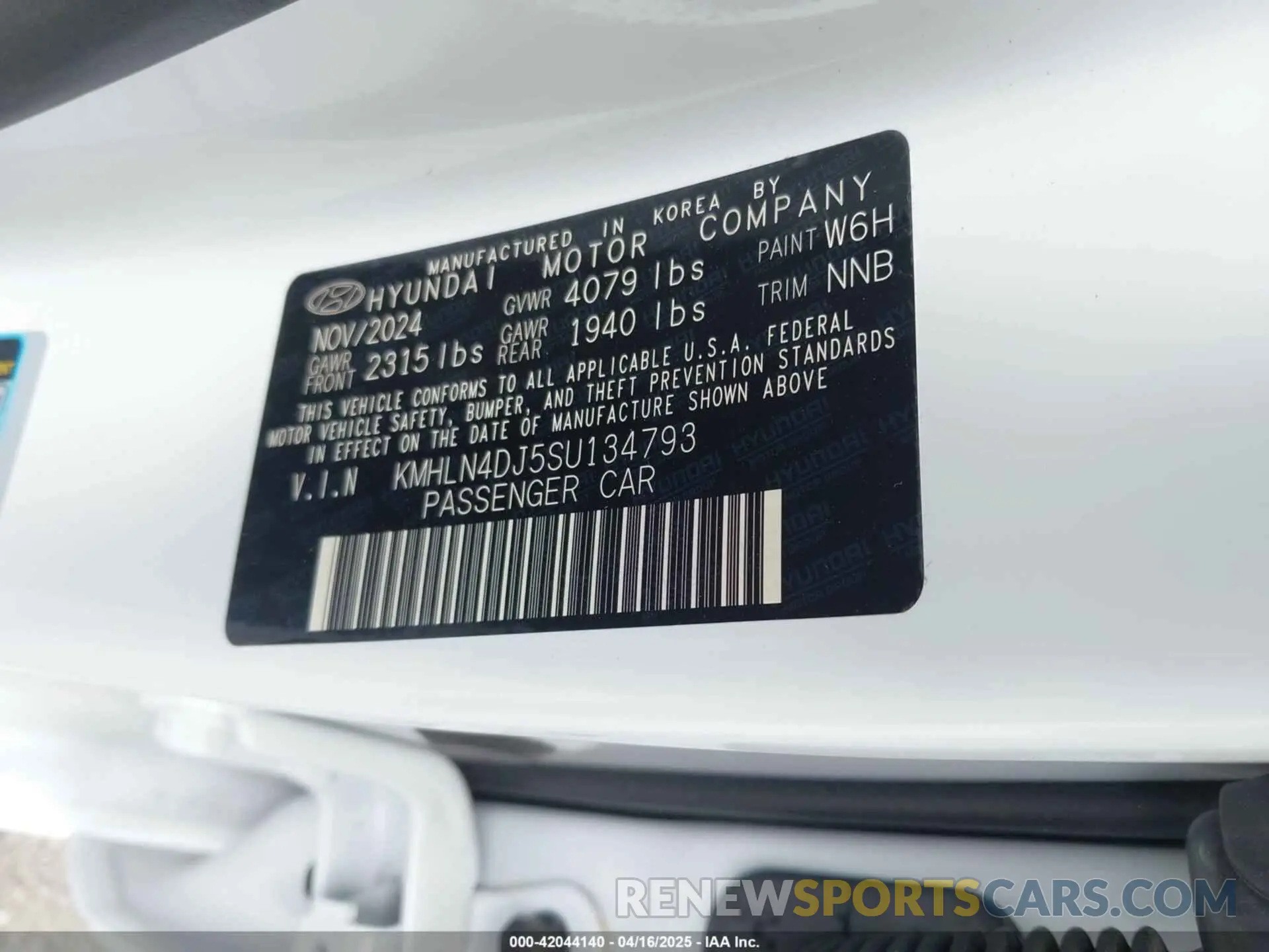 9 fotografías del automóvil dañado KMHLN4DJ5SU134793 HYUNDAI ELANTRA HYBRID 2025