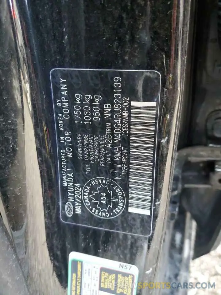 12 fotografías del automóvil dañado KMHLN4DG4RU823139 HYUNDAI ELANTRA LU 2024
