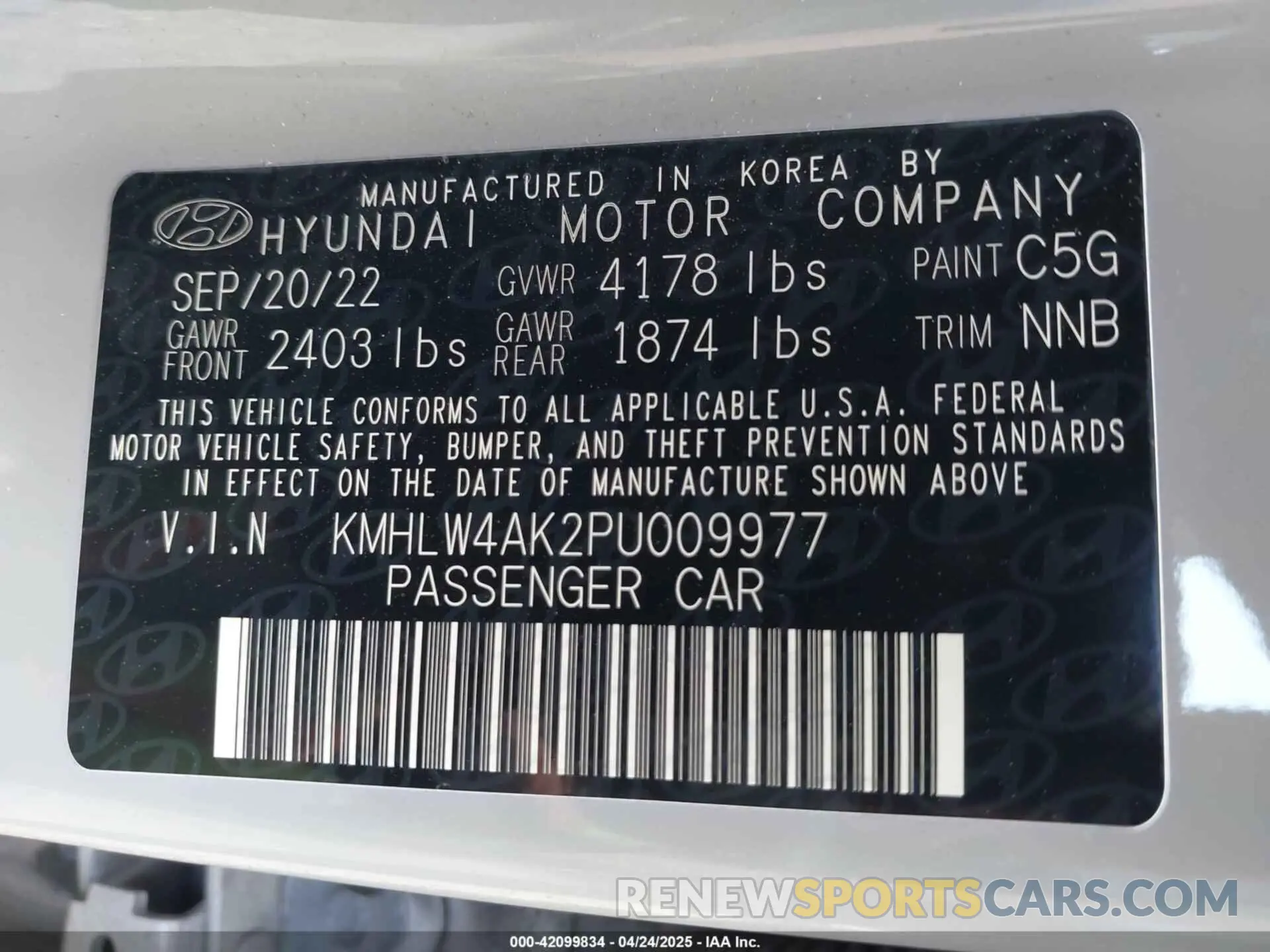 9 fotografías del automóvil dañado KMHLW4AK2PU009977 HYUNDAI ELANTRA N 2023