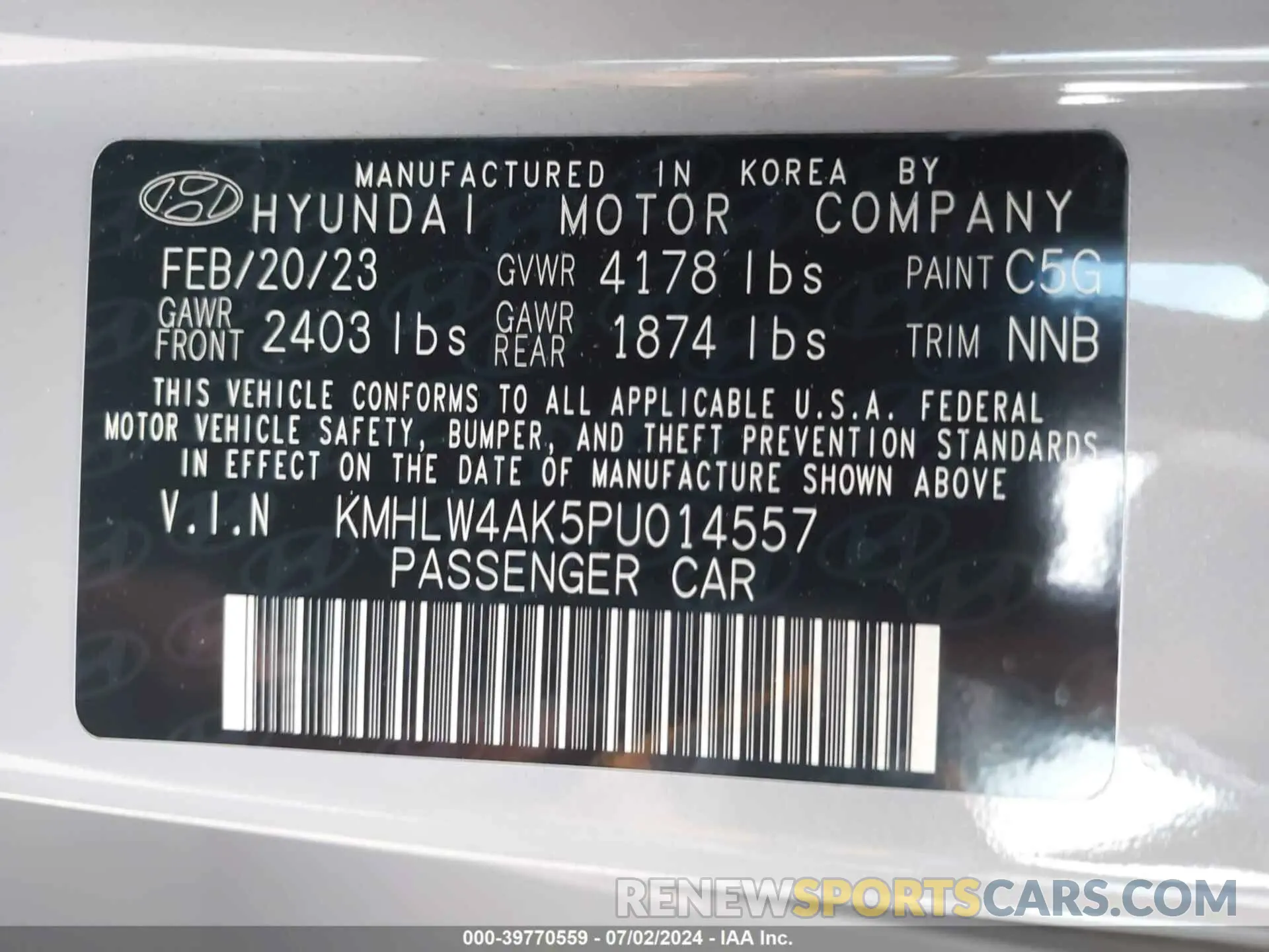 9 fotografías del automóvil dañado KMHLW4AK5PU014557 HYUNDAI ELANTRA N 2023