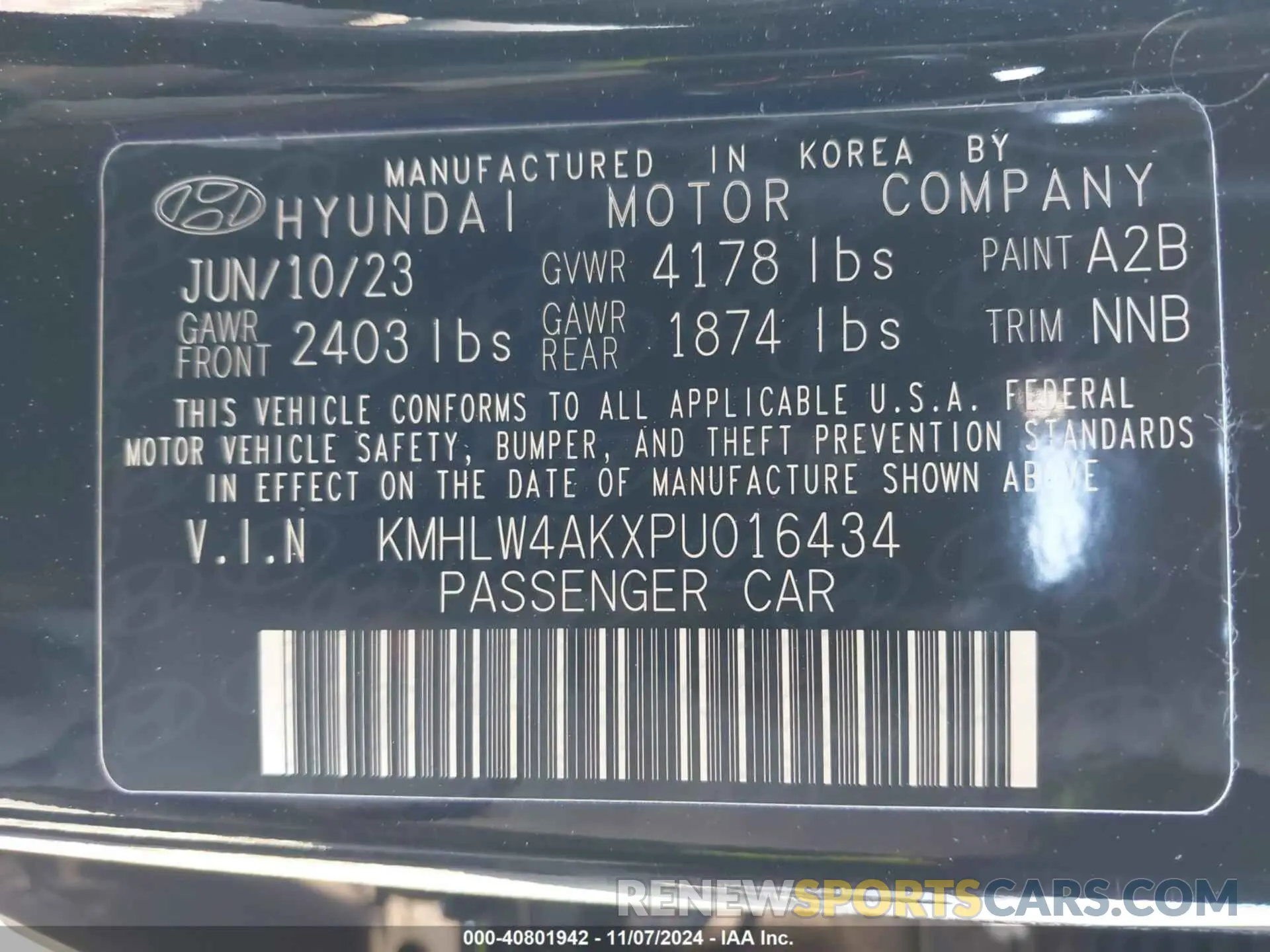 9 fotografías del automóvil dañado KMHLW4AKXPU016434 HYUNDAI ELANTRA N 2023