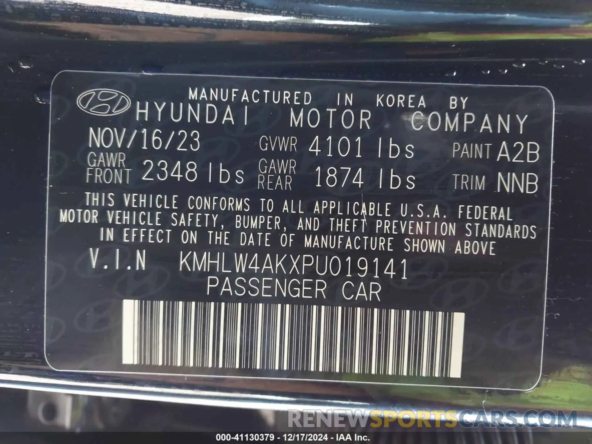 9 fotografías del automóvil dañado KMHLW4AKXPU019141 HYUNDAI ELANTRA N 2023