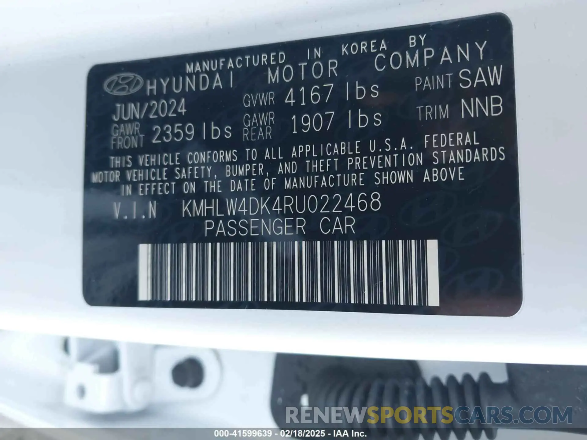 9 fotografías del automóvil dañado KMHLW4DK4RU022468 HYUNDAI ELANTRA N 2024