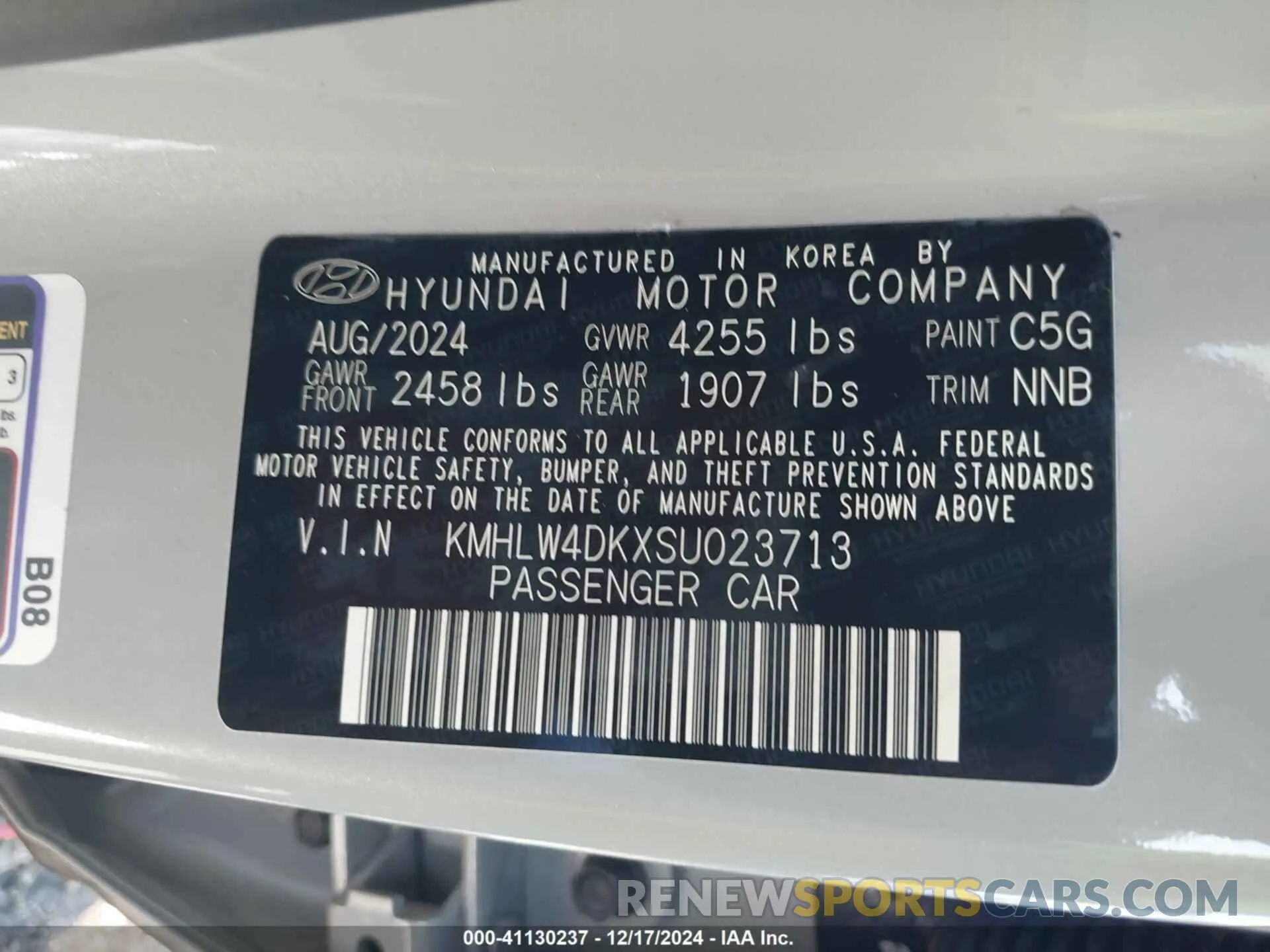 9 fotografías del automóvil dañado KMHLW4DKXSU023713 HYUNDAI ELANTRA N 2025