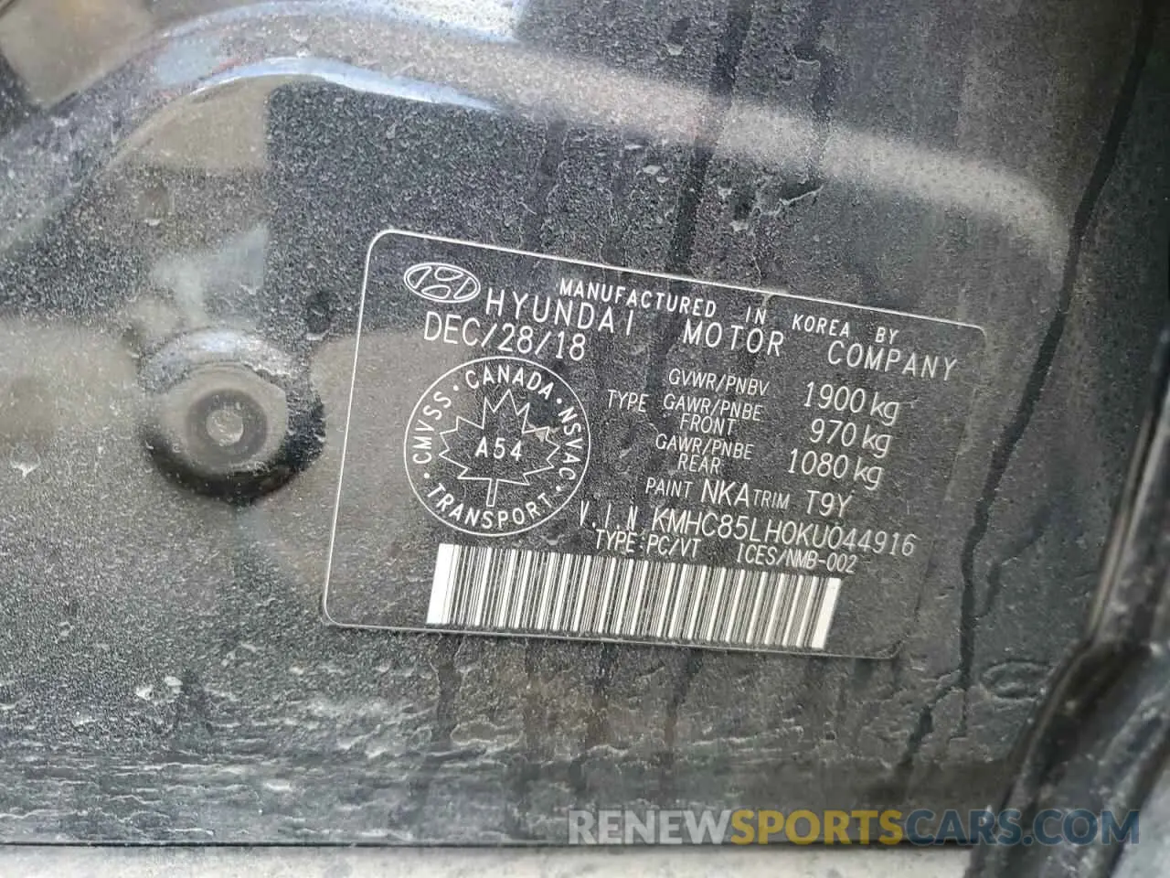 12 fotografías del automóvil dañado KMHC85LH0KU044916 HYUNDAI IONIQ 2019