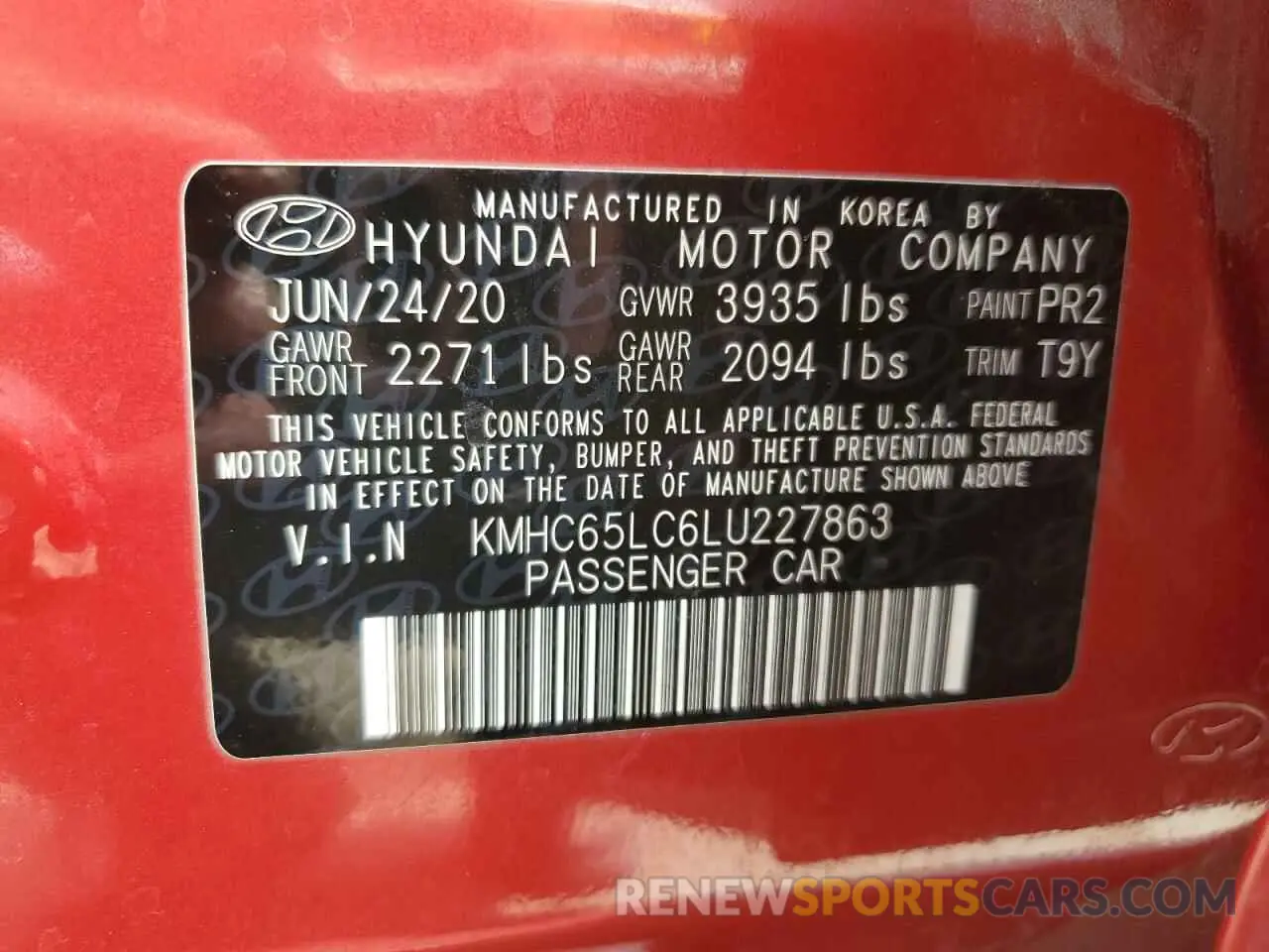 15 fotografías del automóvil dañado KMHC65LC6LU227863 HYUNDAI IONIQ 2020