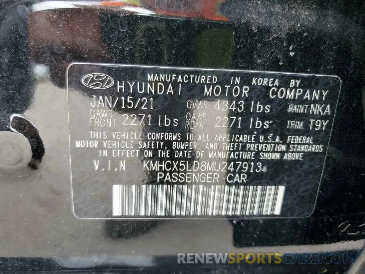 13 fotografías del automóvil dañado KMHCX5LD8MU247913 HYUNDAI IONIQ 2021