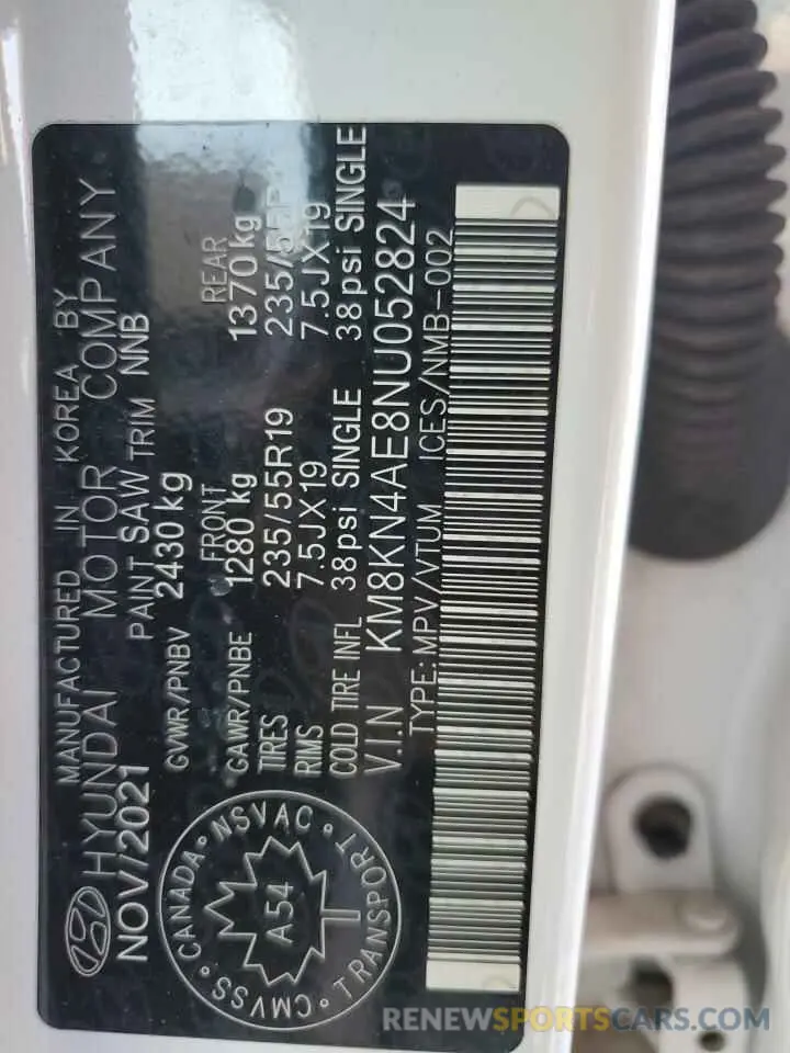 12 fotografías del automóvil dañado KM8KN4AE8NU052824 HYUNDAI IONIQ 2022