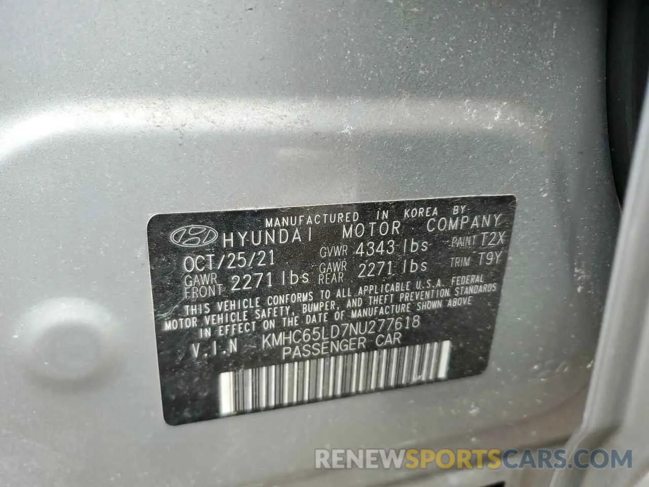 12 fotografías del automóvil dañado KMHC65LD7NU277618 HYUNDAI IONIQ 2022