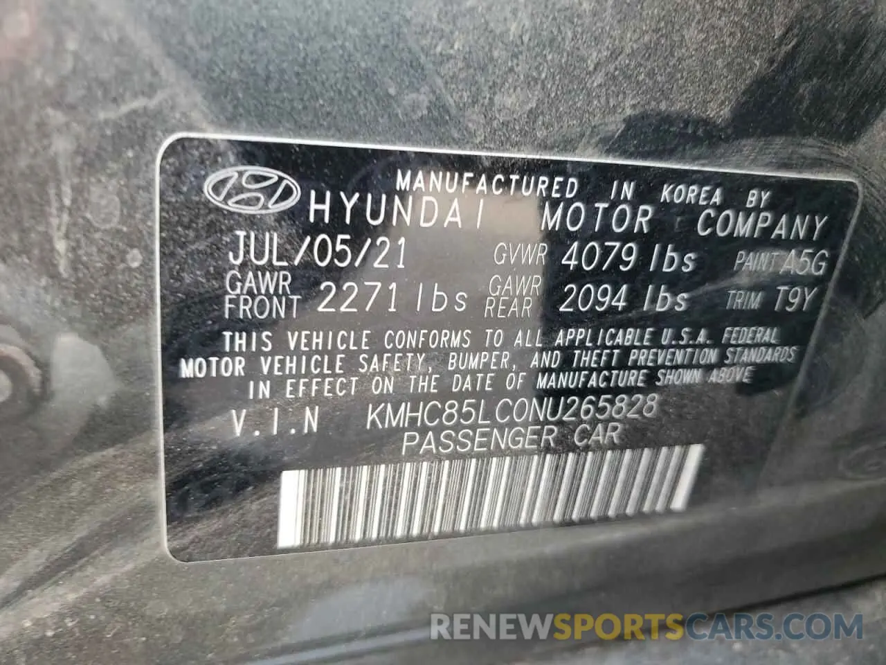 13 fotografías del automóvil dañado KMHC85LC0NU265828 HYUNDAI IONIQ 2022