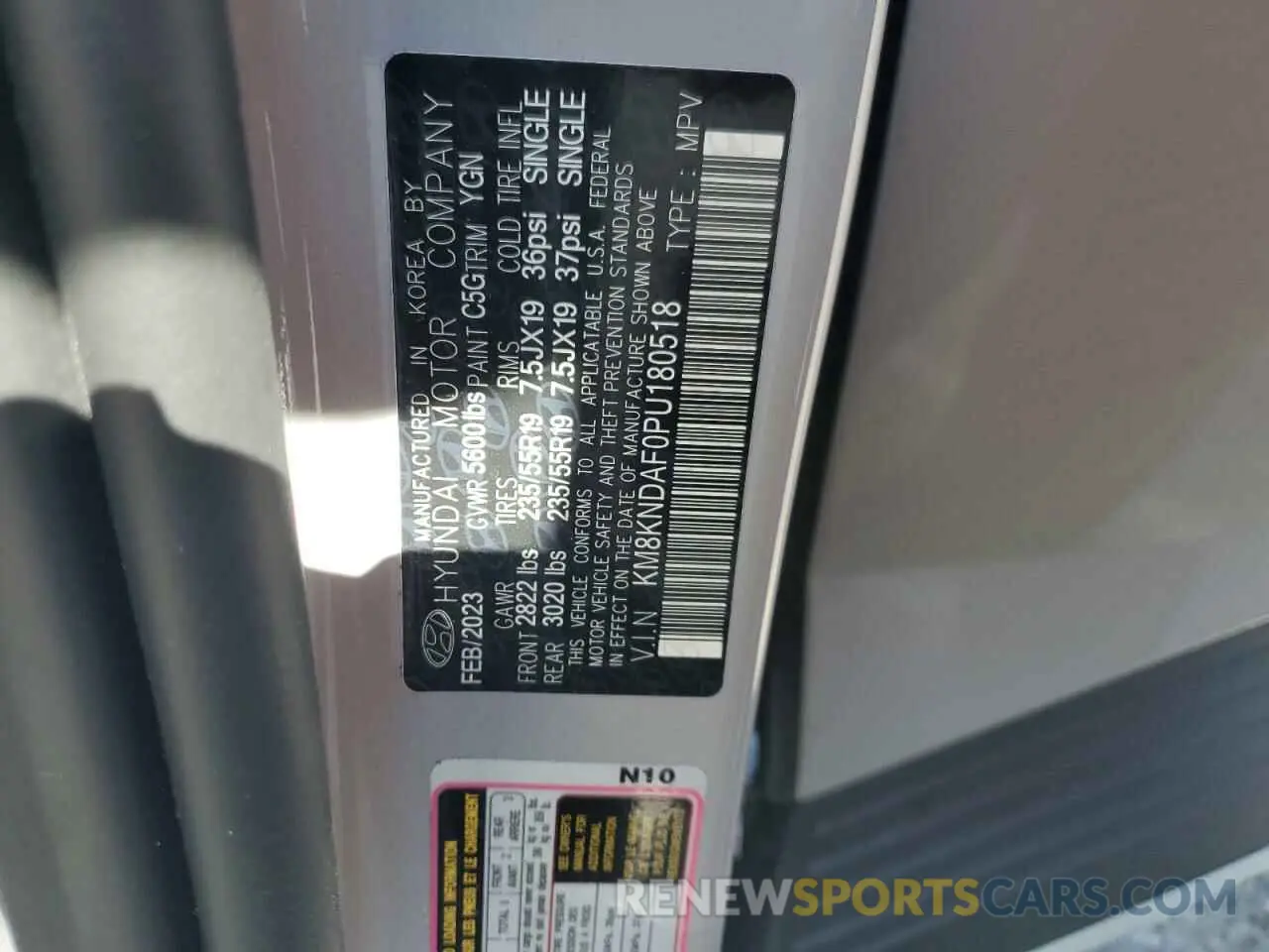 15 fotografías del automóvil dañado KM8KNDAF0PU180518 HYUNDAI IONIQ 2023