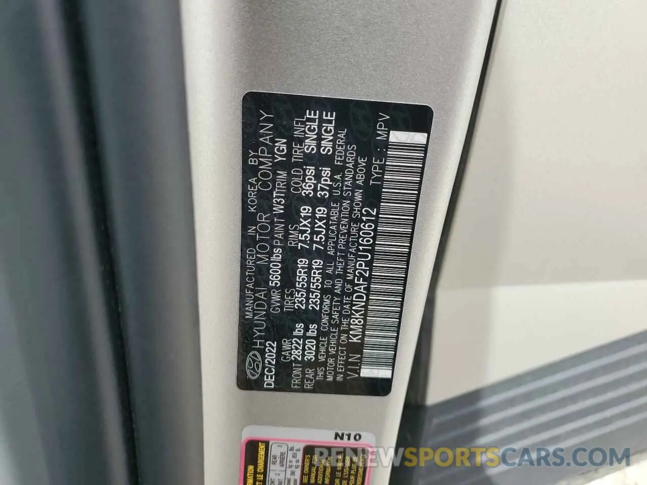 12 fotografías del automóvil dañado KM8KNDAF2PU160612 HYUNDAI IONIQ 2023