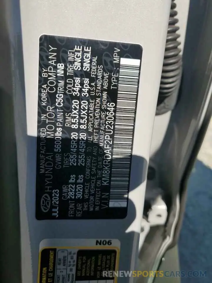 13 fotografías del automóvil dañado KM8KRDAF2PU230646 HYUNDAI IONIQ 2023