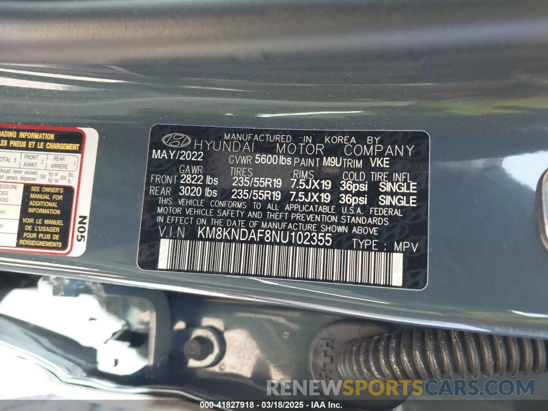 9 fotografías del automóvil dañado KM8KNDAF8NU102355 HYUNDAI IONIQ 5 2022