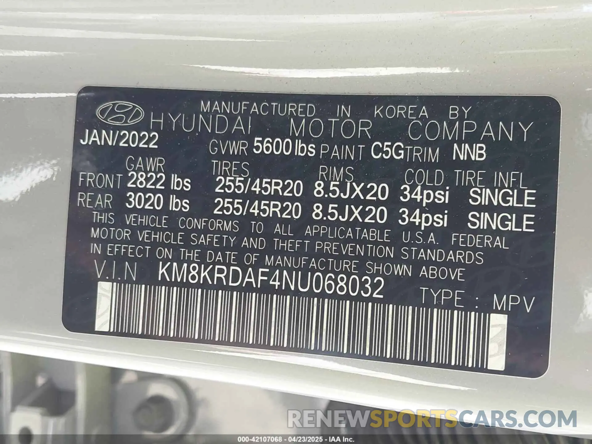 9 fotografías del automóvil dañado KM8KRDAF4NU068032 HYUNDAI IONIQ 5 2022