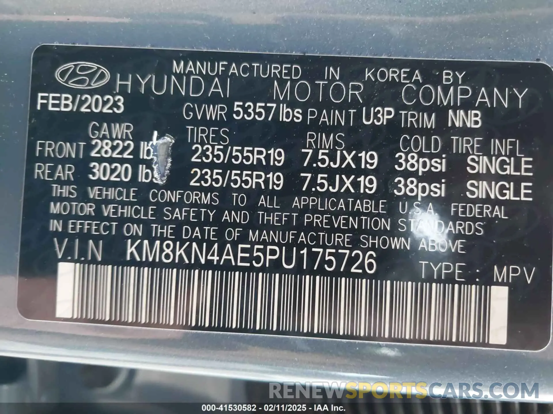 9 fotografías del automóvil dañado KM8KN4AE5PU175726 HYUNDAI IONIQ 5 2023