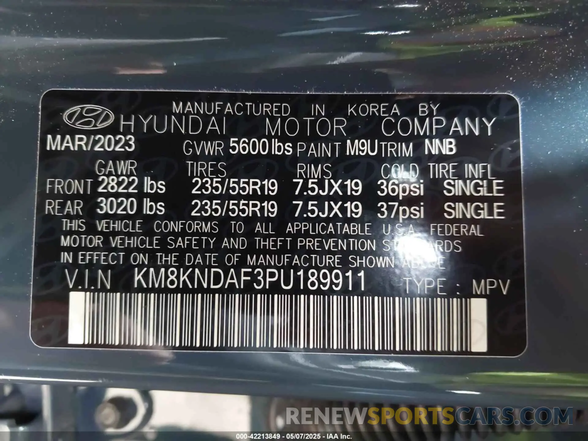 9 fotografías del automóvil dañado KM8KNDAF3PU189911 HYUNDAI IONIQ 5 2023