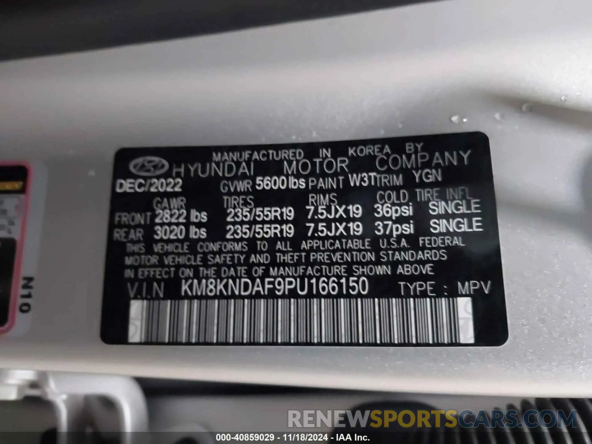 9 fotografías del automóvil dañado KM8KNDAF9PU166150 HYUNDAI IONIQ 5 2023