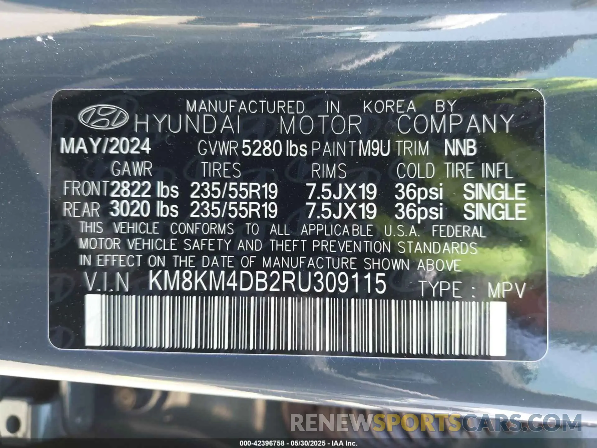 9 fotografías del automóvil dañado KM8KM4DB2RU309115 HYUNDAI IONIQ 5 2024