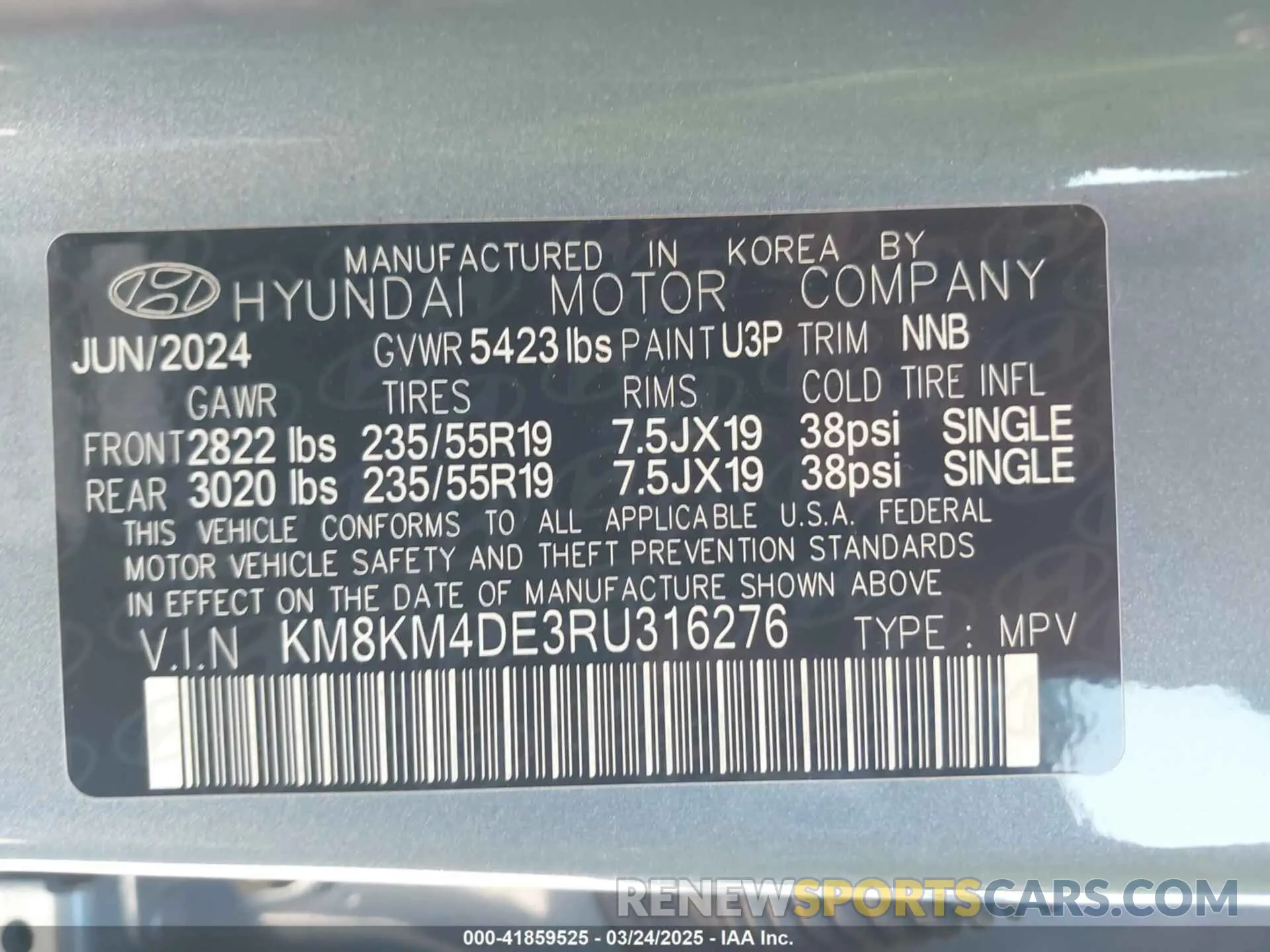 9 fotografías del automóvil dañado KM8KM4DE3RU316276 HYUNDAI IONIQ 5 2024
