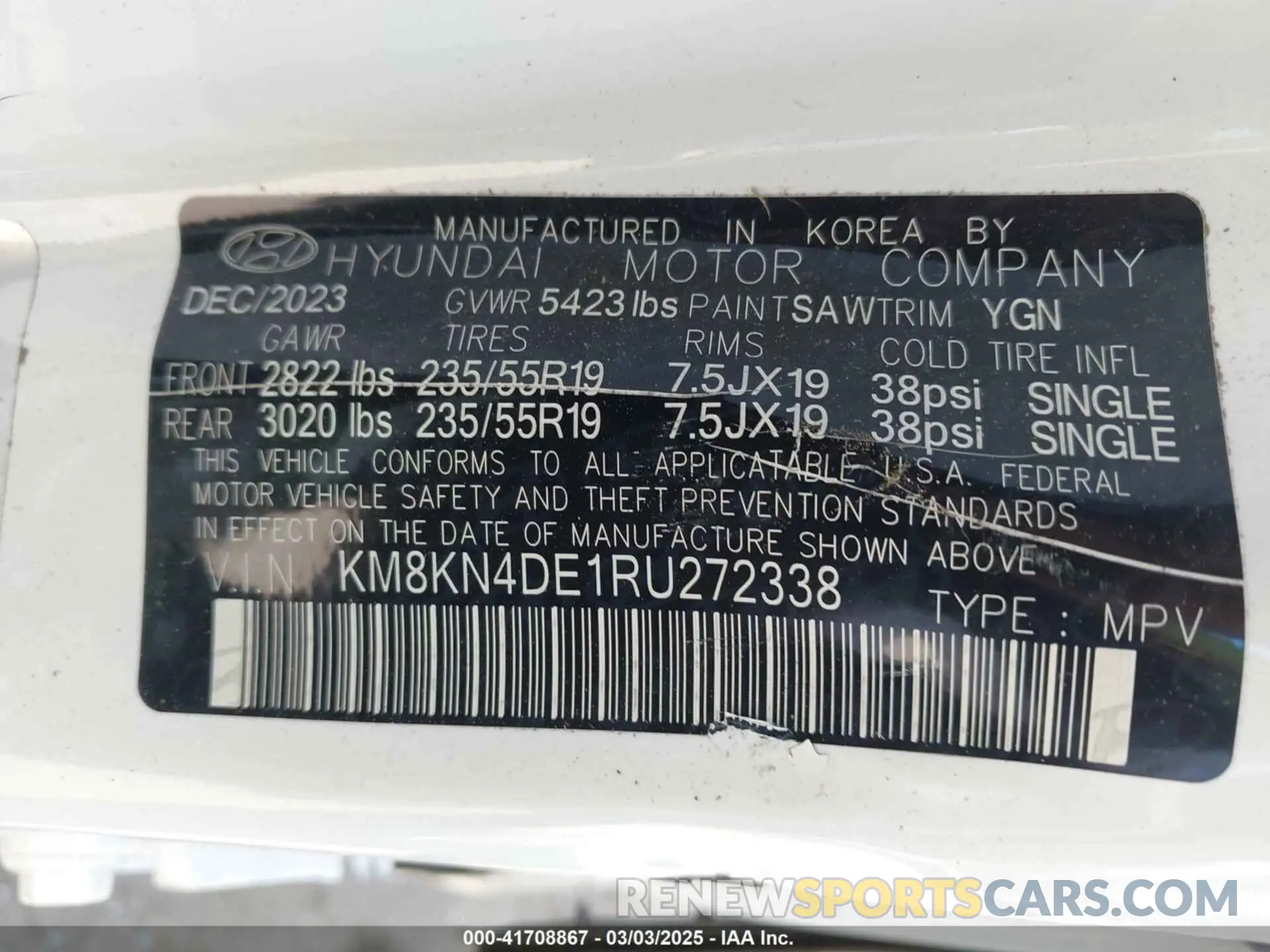 9 fotografías del automóvil dañado KM8KN4DE1RU272338 HYUNDAI IONIQ 5 2024