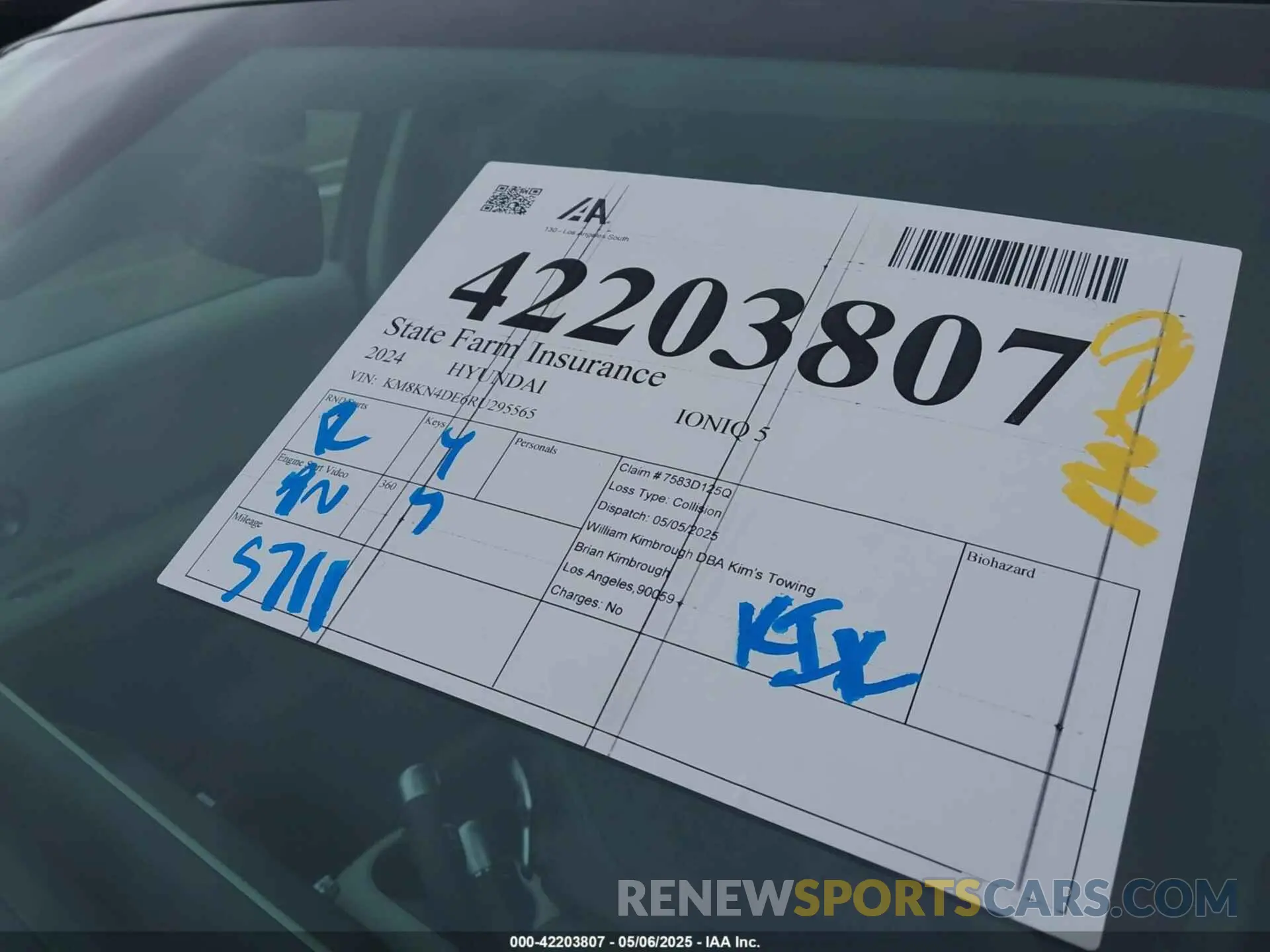 20 fotografías del automóvil dañado KM8KN4DE6RU295565 HYUNDAI IONIQ 5 2024