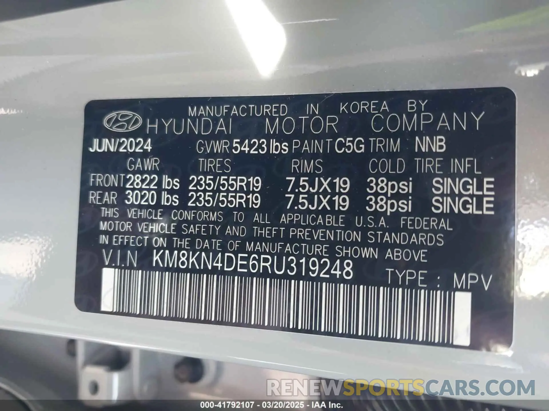 9 fotografías del automóvil dañado KM8KN4DE6RU319248 HYUNDAI IONIQ 5 2024